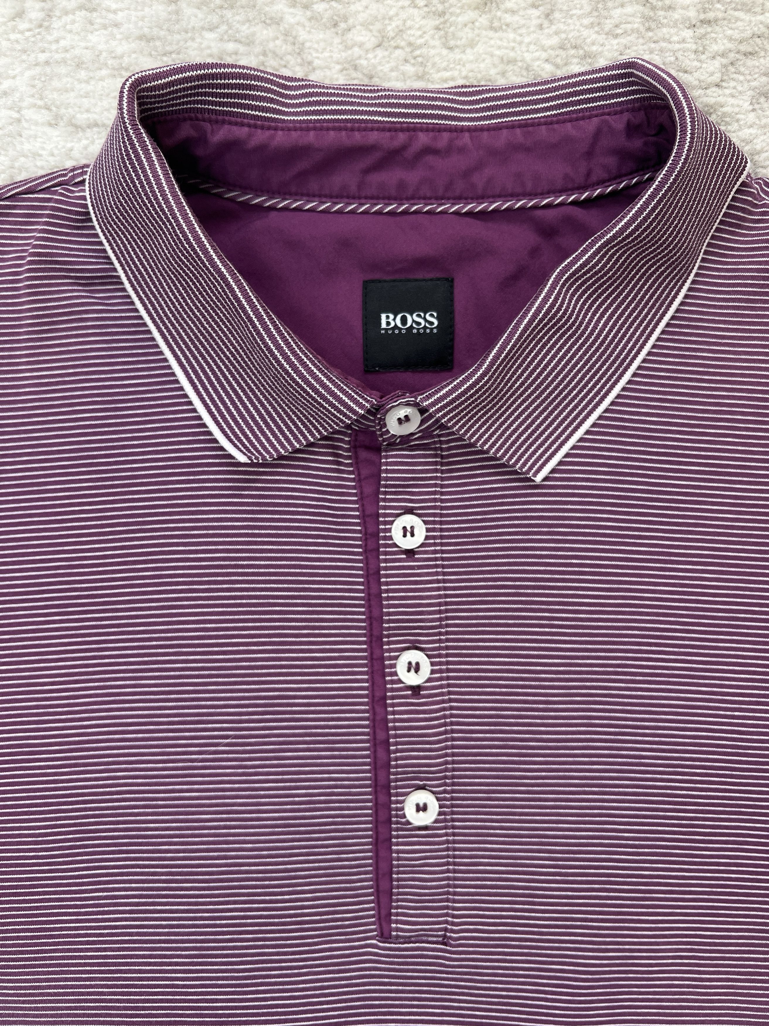 Hugo Boss Hugo Boss Purple Micro-Striped Polo Shirt – Size L Size US L / EU 52-54 / 3 - 16 Thumbnail