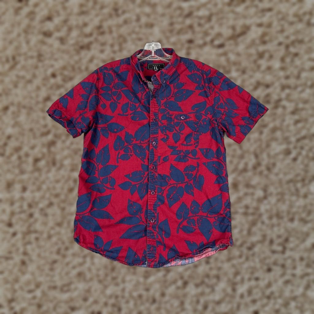 21 Men 21 MEN Men's Hawaiian Shirt Cotton Button-Up Short Sleeve XS Pink Floral Mens Size US XS / EU 42 / 0 - 1 Thumbnail