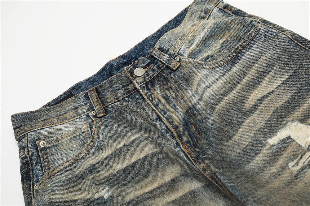 Japanese Brand × Jean Men's punk distressed washed loose heavy ripped jeans Size US 32 / EU 48 - 4 Thumbnail