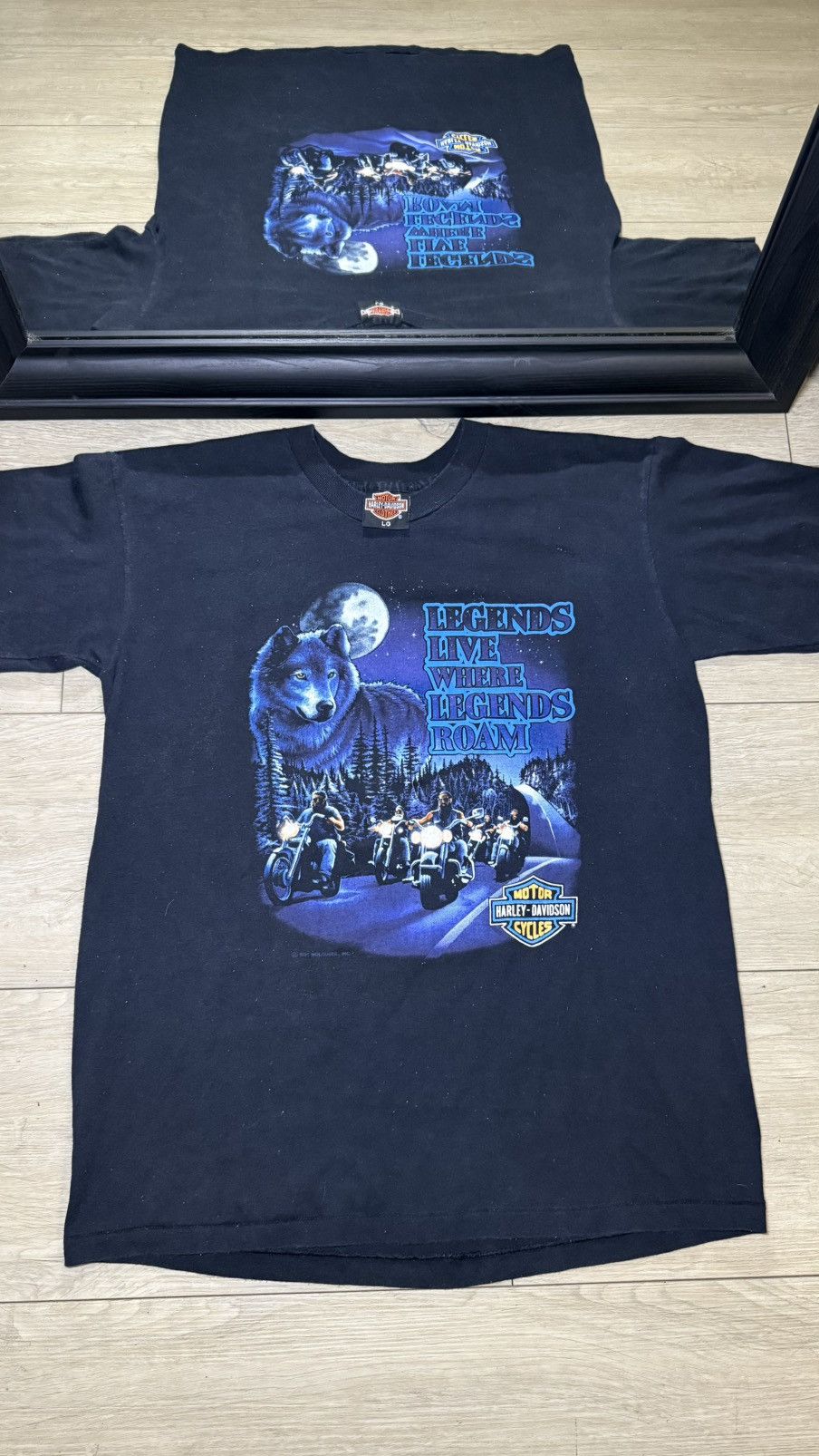 Harley Davidson Vintage / Y2K 1980s Harley Davidson Wolf East Haven CT Shirt Size US XL / EU 56 / 4 - 1 Thumbnail