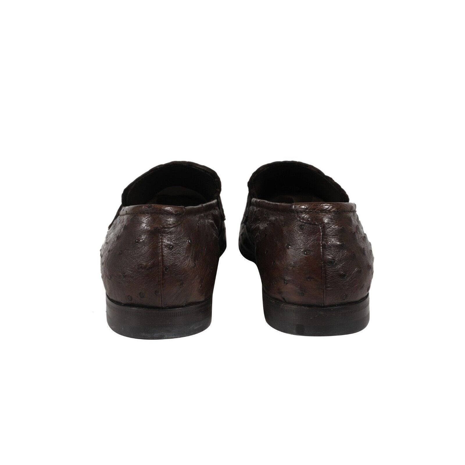 Prada Penny Loafers Brown Ostrich Leather Slip On - 02476 Size US 8 / EU 41 - 6 Thumbnail
