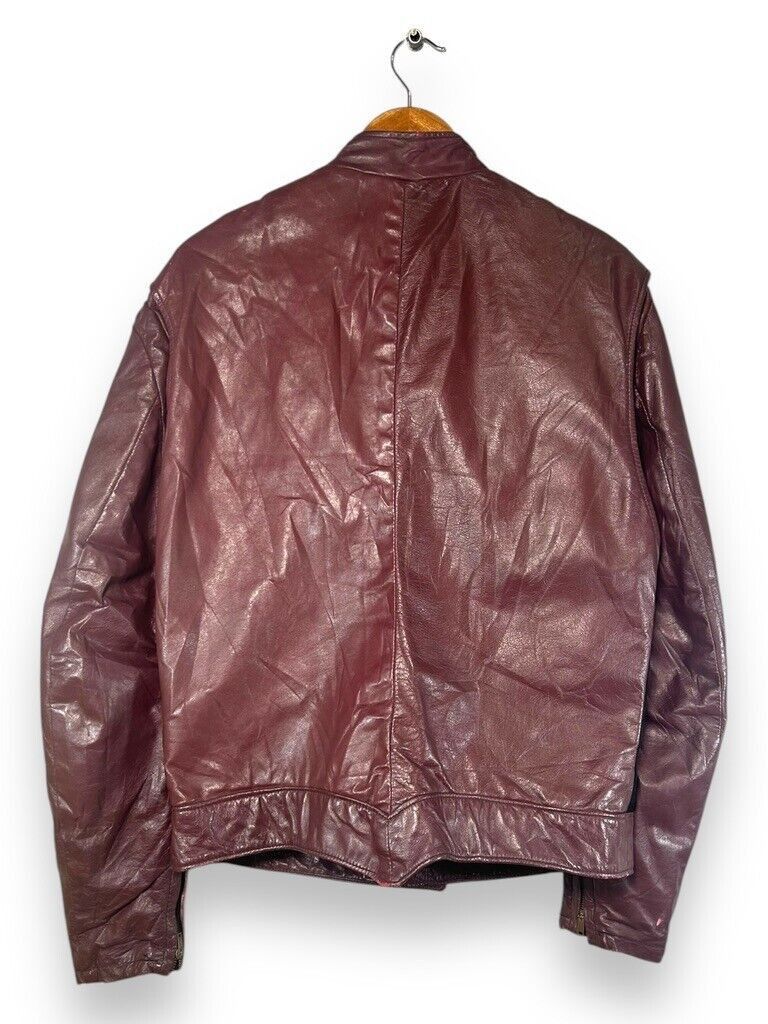 Vintage Vintage 70s Wheels Of Man Wine Motorcycle Bomber Jacket Siz Size US M / EU 48-50 / 2 - 2 Thumbnail