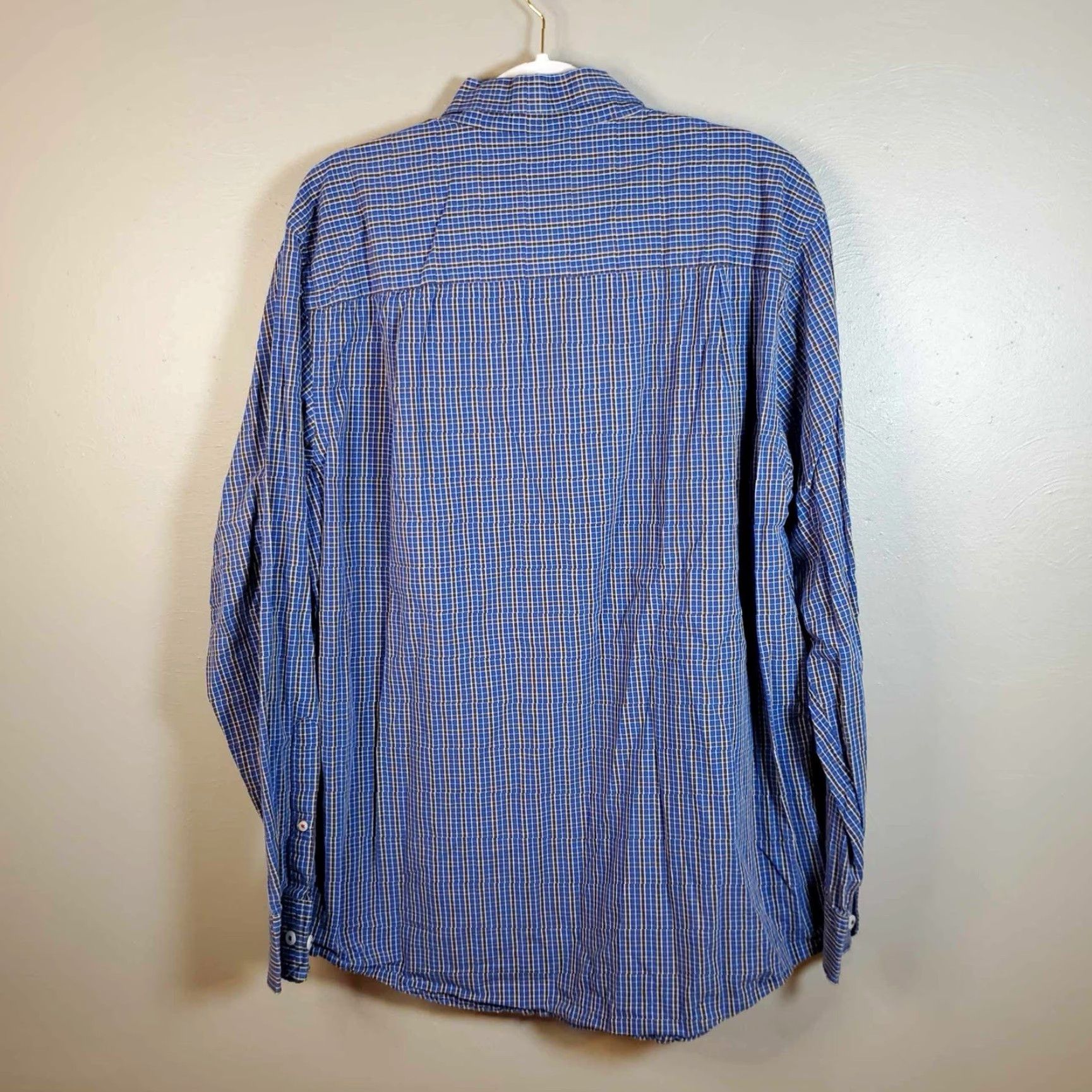Izod IZOD Shirt Mens LT Large Tall Blue Plaid Long Sleeve Pocket Button Down Size US L / EU 52-54 / 3 - 6 Thumbnail