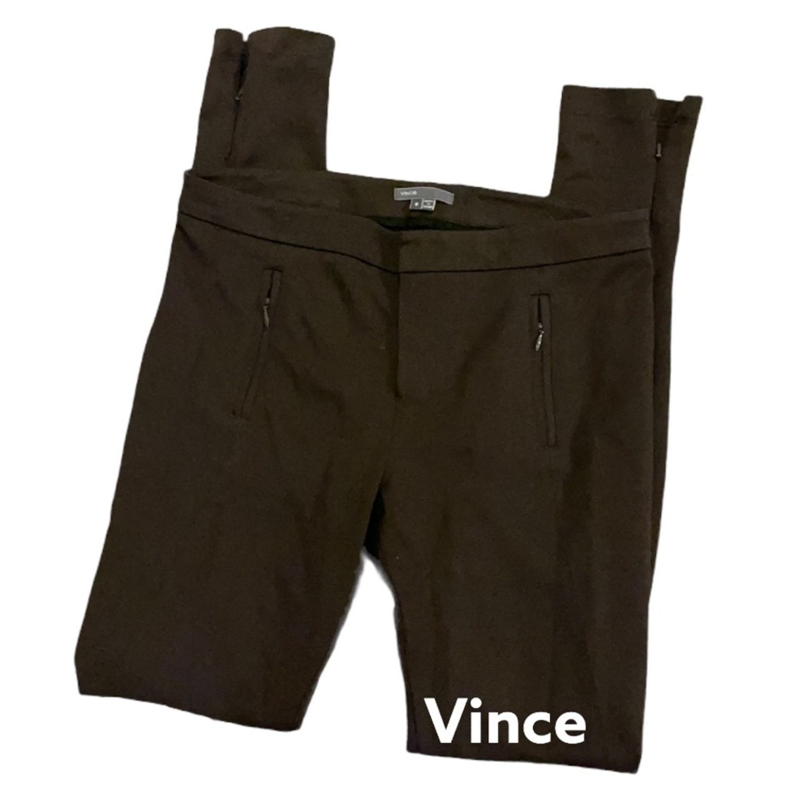 Vince Vince black high rise stretch pants ankle zip 6 Size 27" / US 4 / IT 40 - 1 Thumbnail