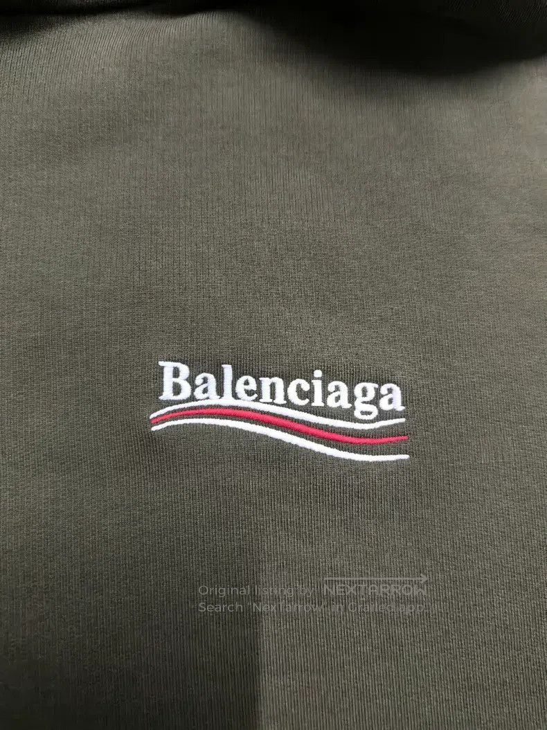 Balenciaga Balenciaga Army Green Embroidered Logo Distressed Hoodie Size US XS / EU 42 / 0 - 3 Thumbnail