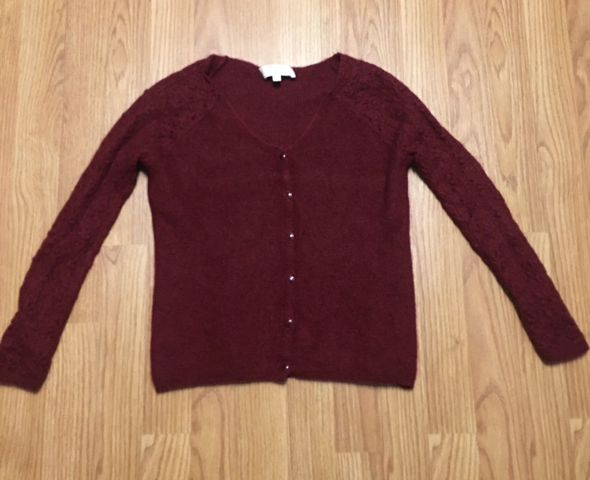 Sezane SÉZANE Mohair Alpaca Blend Cardigan Sweater Burgundy XS Size XS / US 0-2 / IT 36-38 - 5 Thumbnail