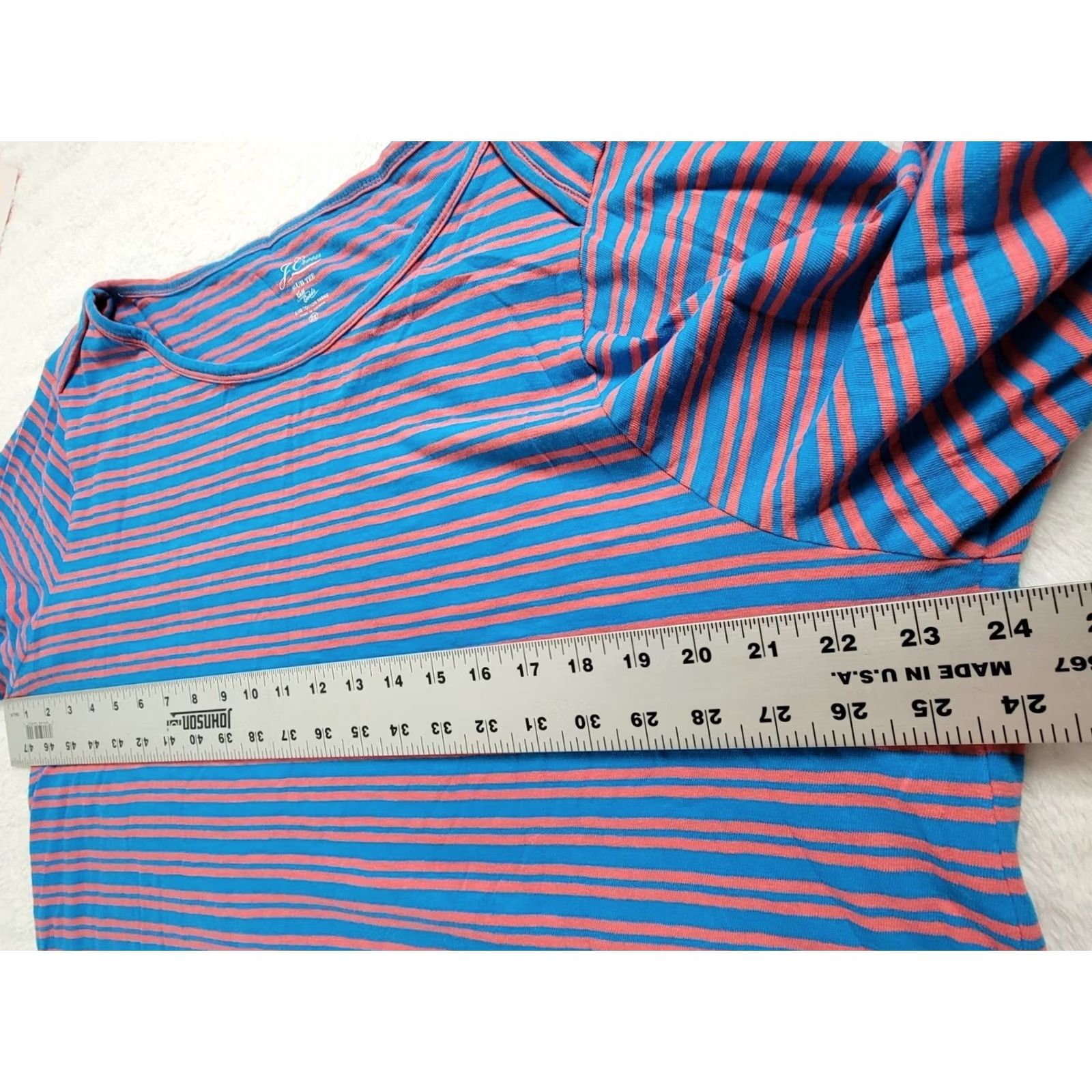 J.Crew J. Crew Womens Striped Long Sleeve Tee Shirt 2X Blue & Pink Casual Slub Cotton Shirt Women Size XXL / US 16-18 / IT 52-54 - 7 Thumbnail