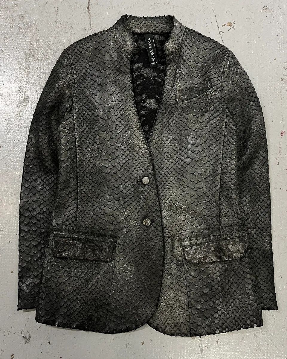 Giorgio Brato Giorgio Brato Grey Leather Snakeskin Effect Blazer Jacket Size M / US 6-8 / IT 42-44 - 1 Thumbnail