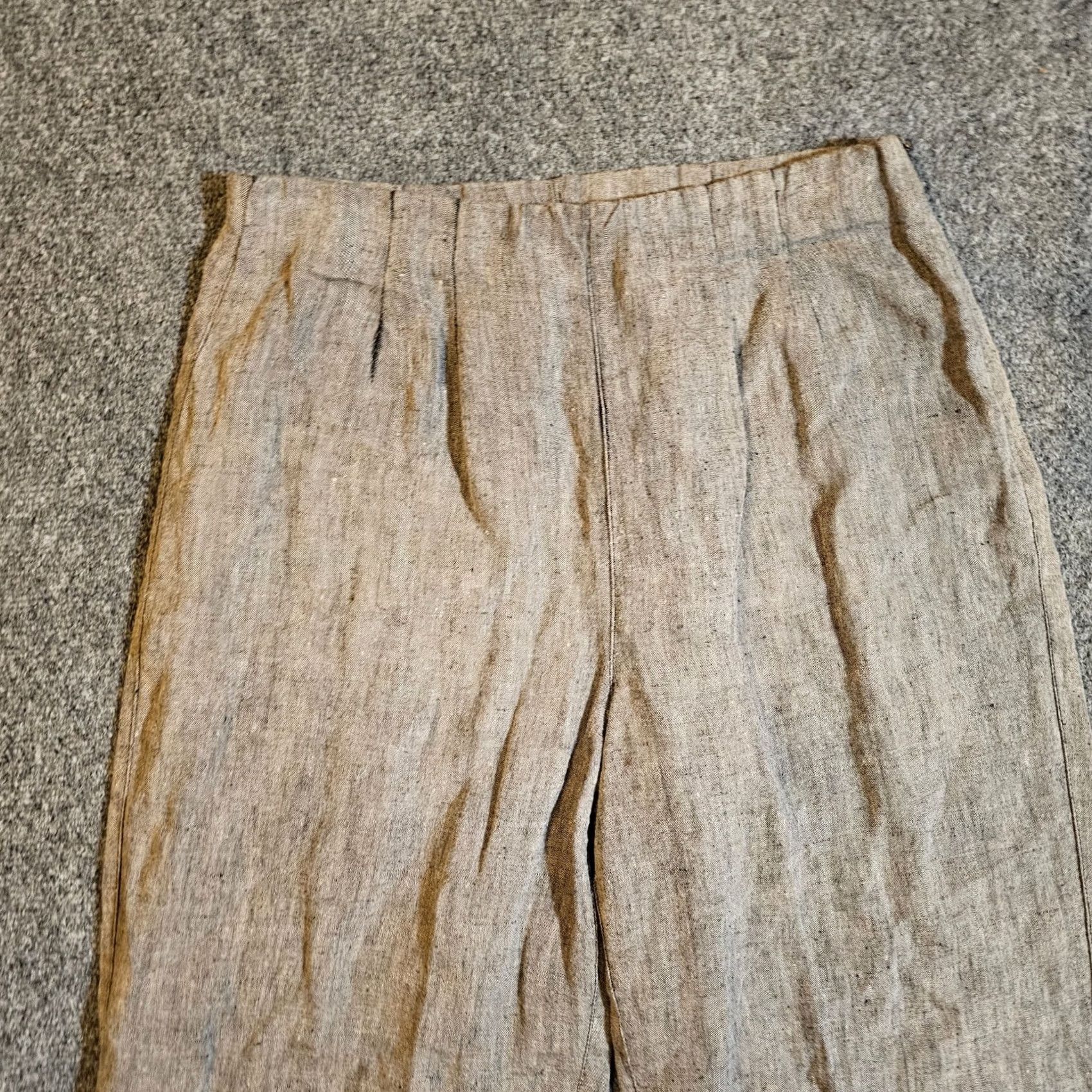 Vintage Chico's Pants 1 Womens Medium Gray Linen Straight Ankle Boho Lagenlook Career Pants Size 28" / US 6 / IT 42 - 2 Thumbnail