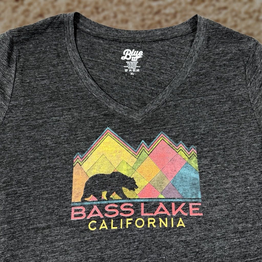 Vintage Blue 84 Bass Lake Graphic Crewneck Short Sleeve T-Shirt Women's XL Dark Gray Size XL / US 12-14 / IT 48-50 - 1 Thumbnail