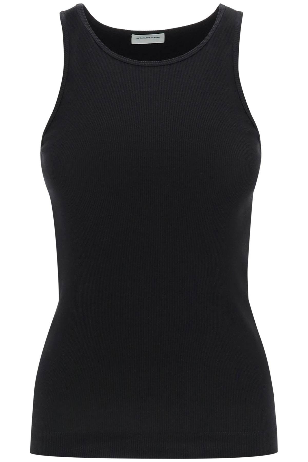 image of By Malene Birger Ribbed Organic Cotton Tank Top in Black, Women's (Size XS)