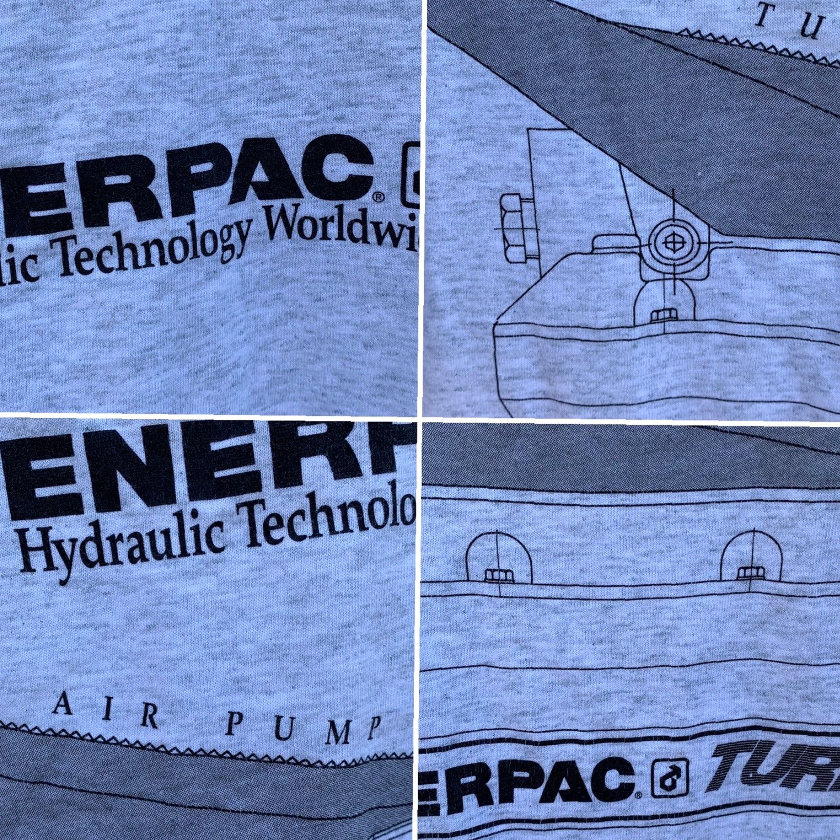 Fruit Of The Loom VINTAGE Enerpac Hydraulic Technology Worldwide Turbo Air Pump T Shirt L Unisex Gray 1990s Toy Graphic Tee Mens Womens Size US L / EU 52-54 / 3 - 5 Thumbnail