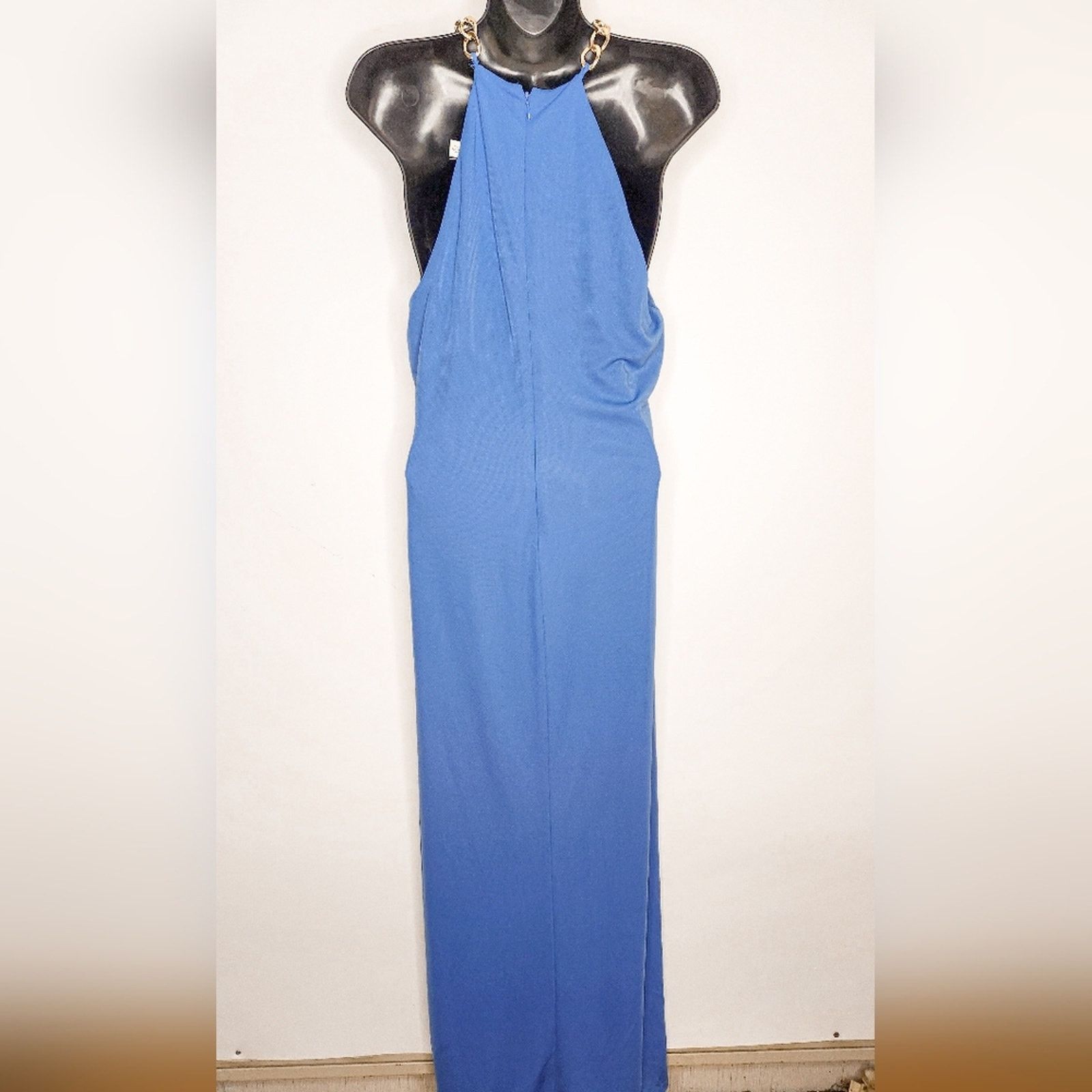 Ralph Lauren Lauren Ralph Lauren LRL Blue Gold Chain Halter Gown Size 10 Size L / US 10 / IT 46 - 7 Thumbnail