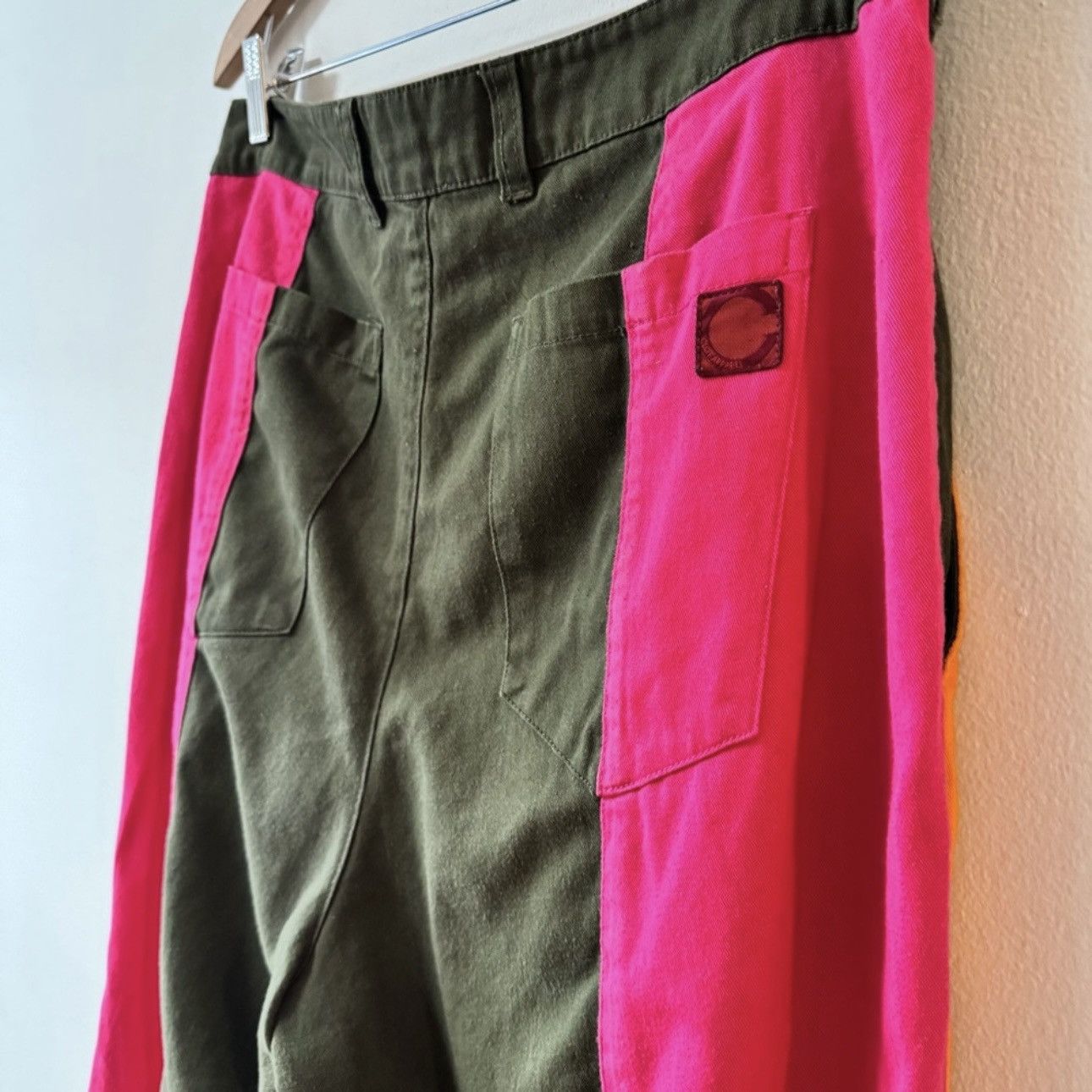 CLOT Clot Cropped Chino, Green with Pink & Orange Panels 34x27 Size US 34 / EU 50 - 6 Thumbnail