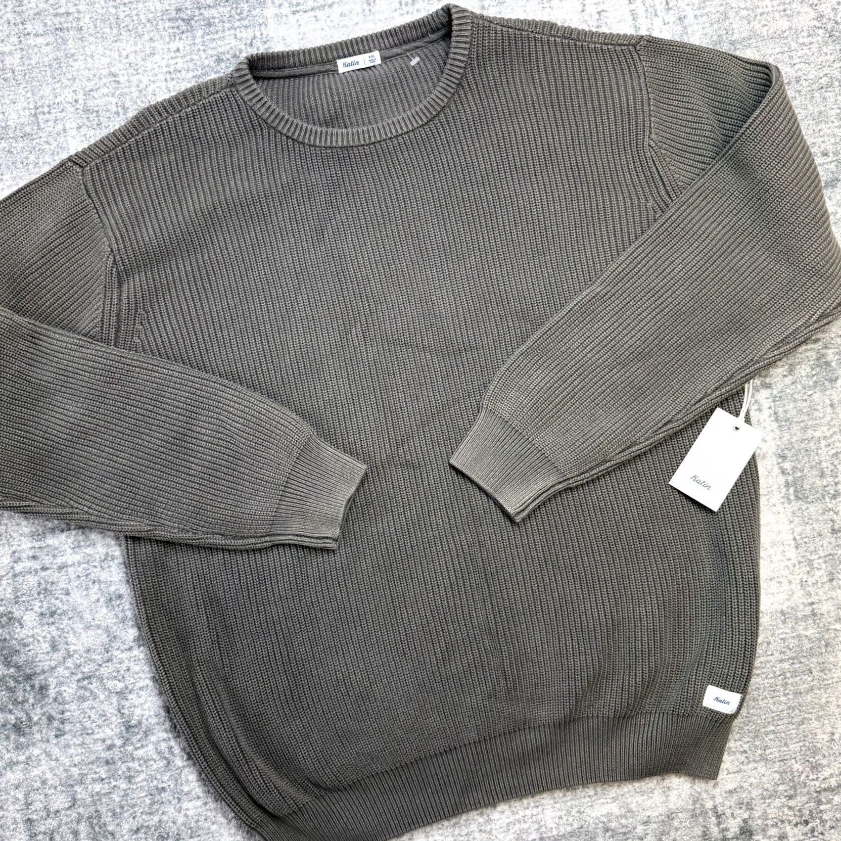 Katin Katin Sweater Mens 2XL Chunky Knit Crewneck Gray Surf NEW Size US XXL / EU 58 / 5 - 2 Thumbnail