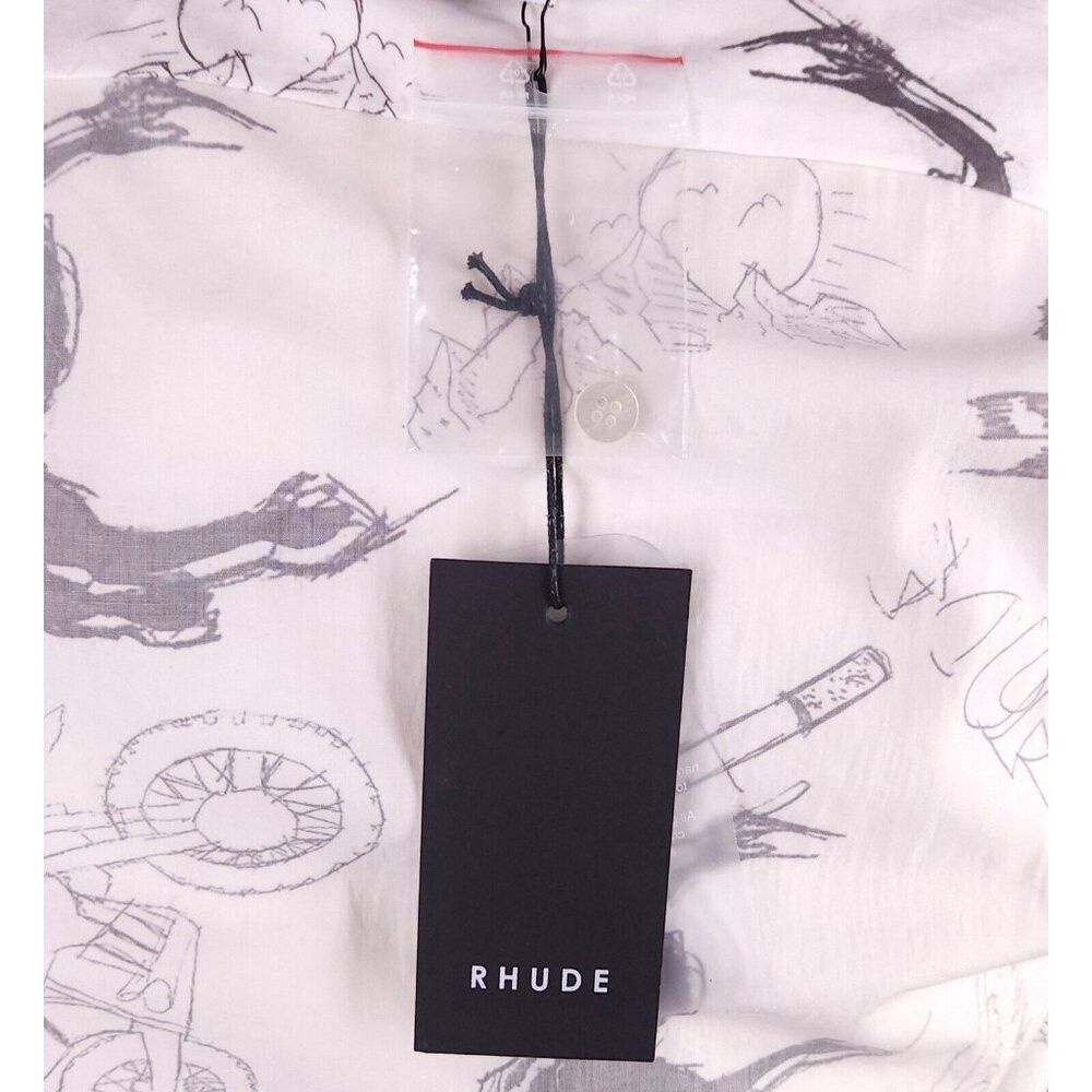Rhude Rhude Doodle Hawaiian Shirt Size XS White Gray Unisex style Size US XS / EU 42 / 0 - 6 Thumbnail