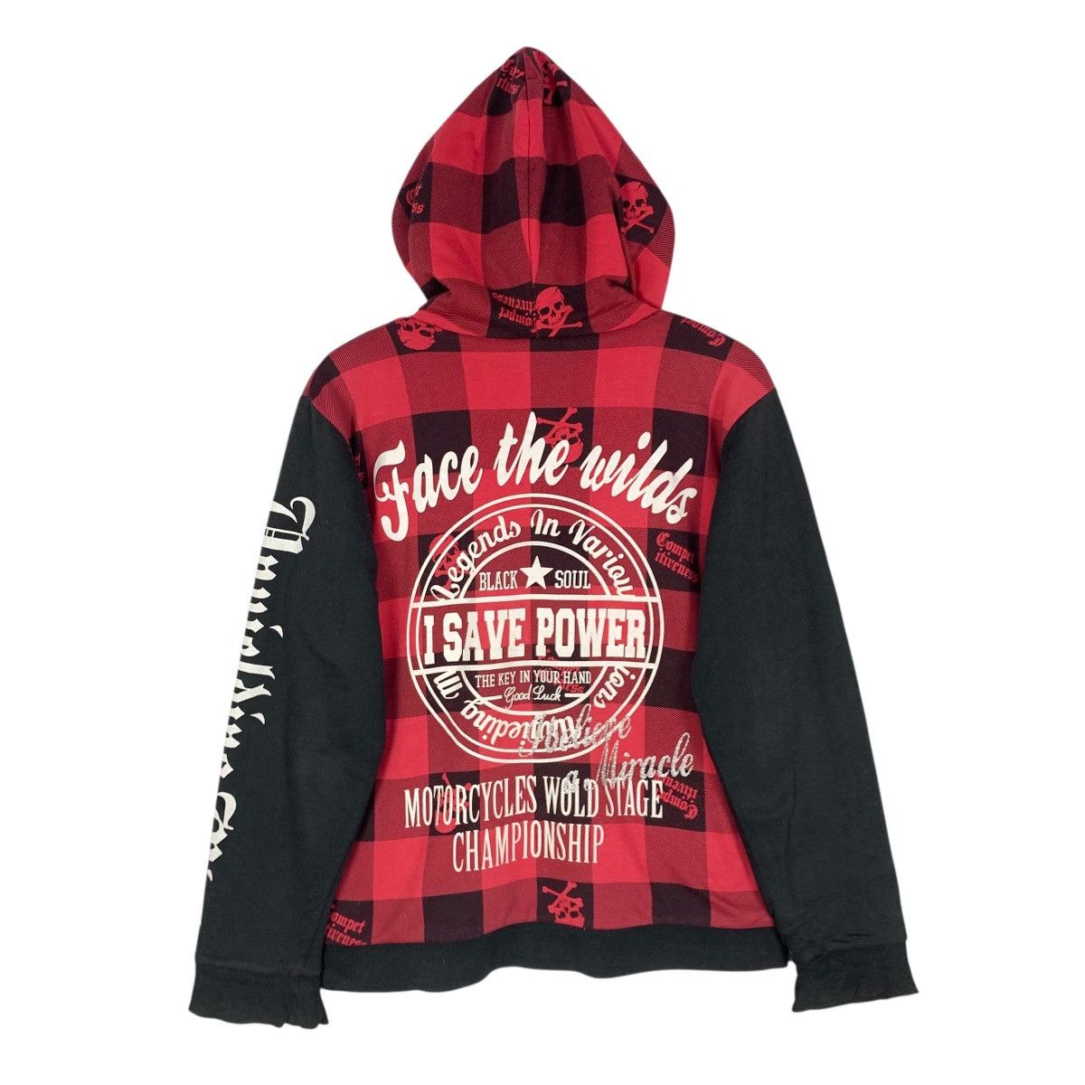 Vintage Flag Stone Japanese Brand Hoodie Big Logo Skulls
