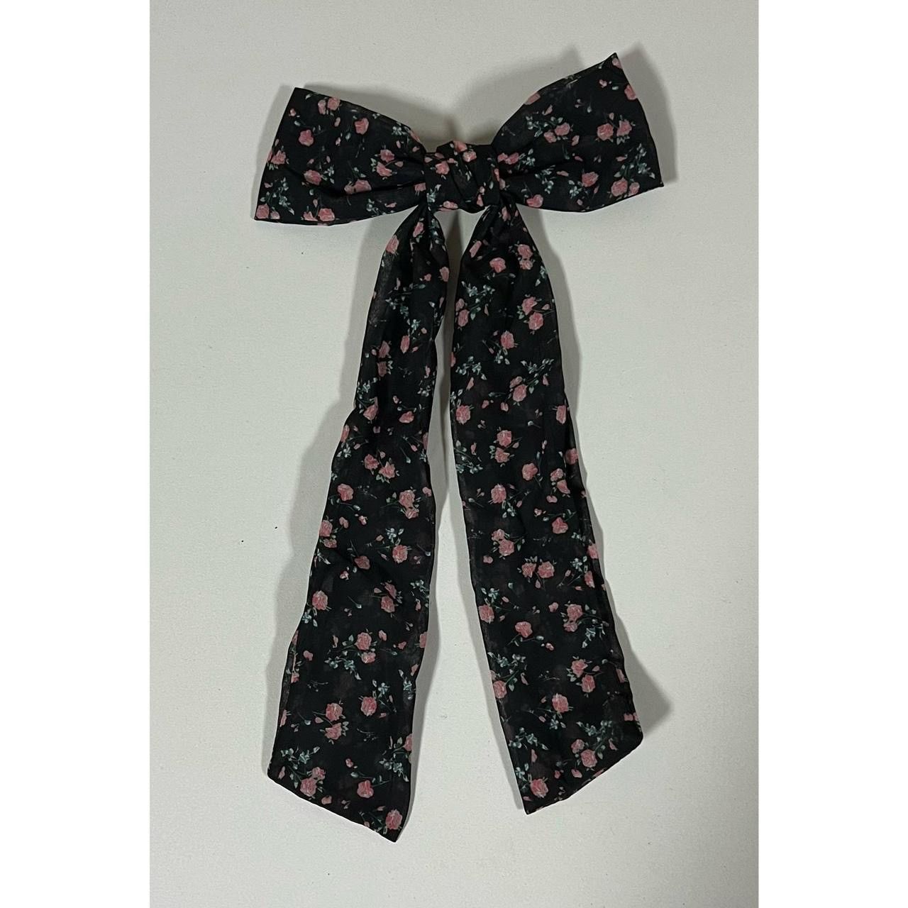 Japanese Brand × Vintage Black Pink Rose Floral Hair Bow Clip Fashion Accessory 🎀 Size ONE SIZE - 2 Thumbnail