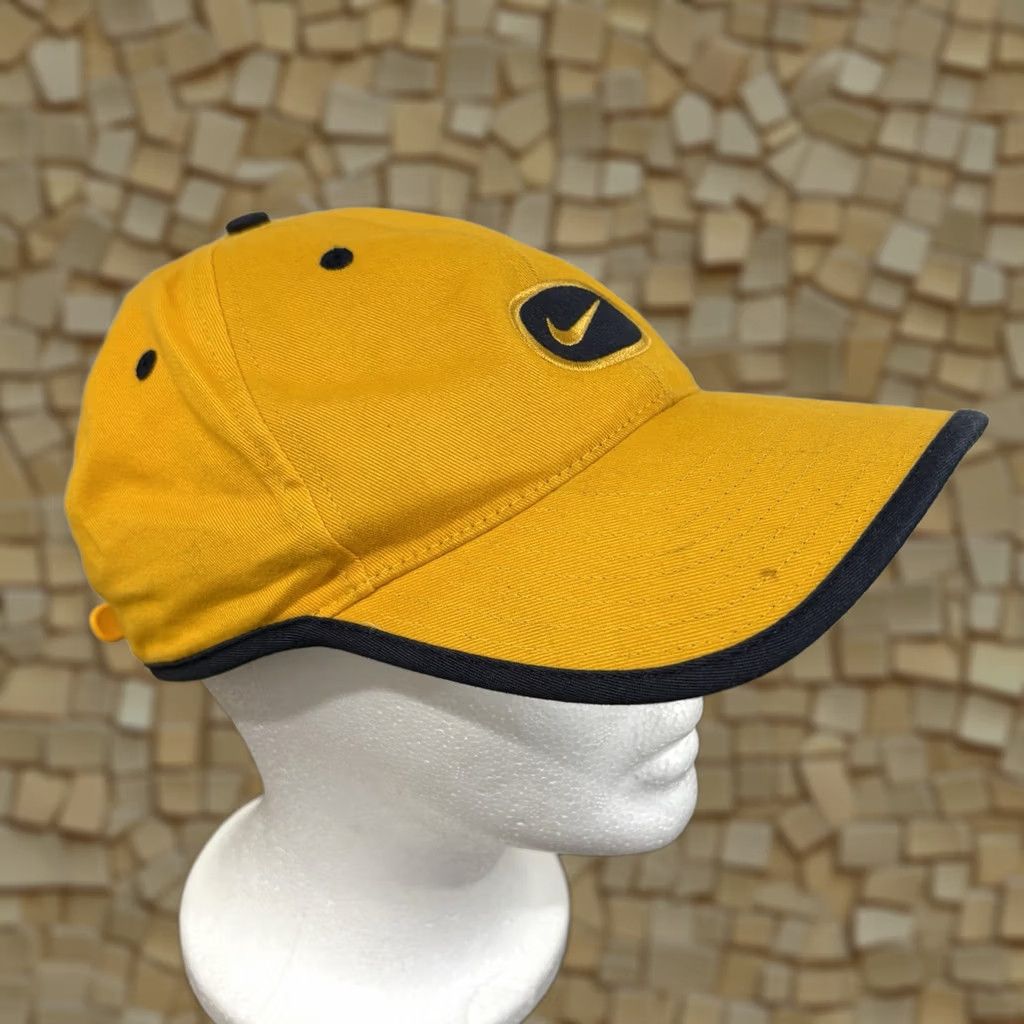 Nike VTG 90s Nike Dad Cap Swoosh Yellow Navy Cotton Canvas Adjustable One Size Unisex Adults Michigan Wolverines Hat Strapback Size ONE SIZE - 1 Thumbnail