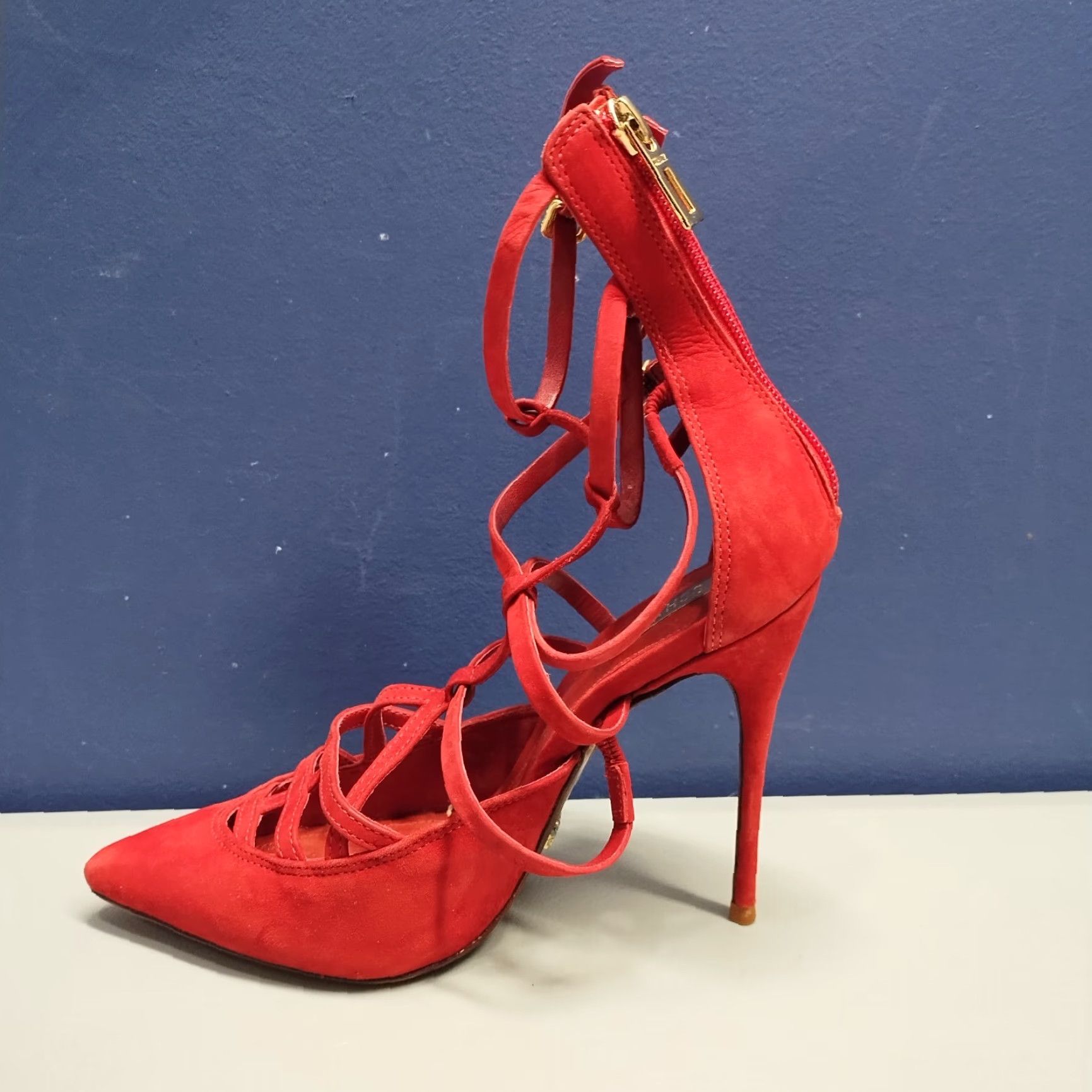 SCHUTZ Schutz Paluda Caged Stiletto Strappy Heels Women Size 6 Red Pointed Toe Back Zip Womens Size 6 Schutz Paluda Stiletto Heels Red Size US 6 / IT 36 - 4 Thumbnail