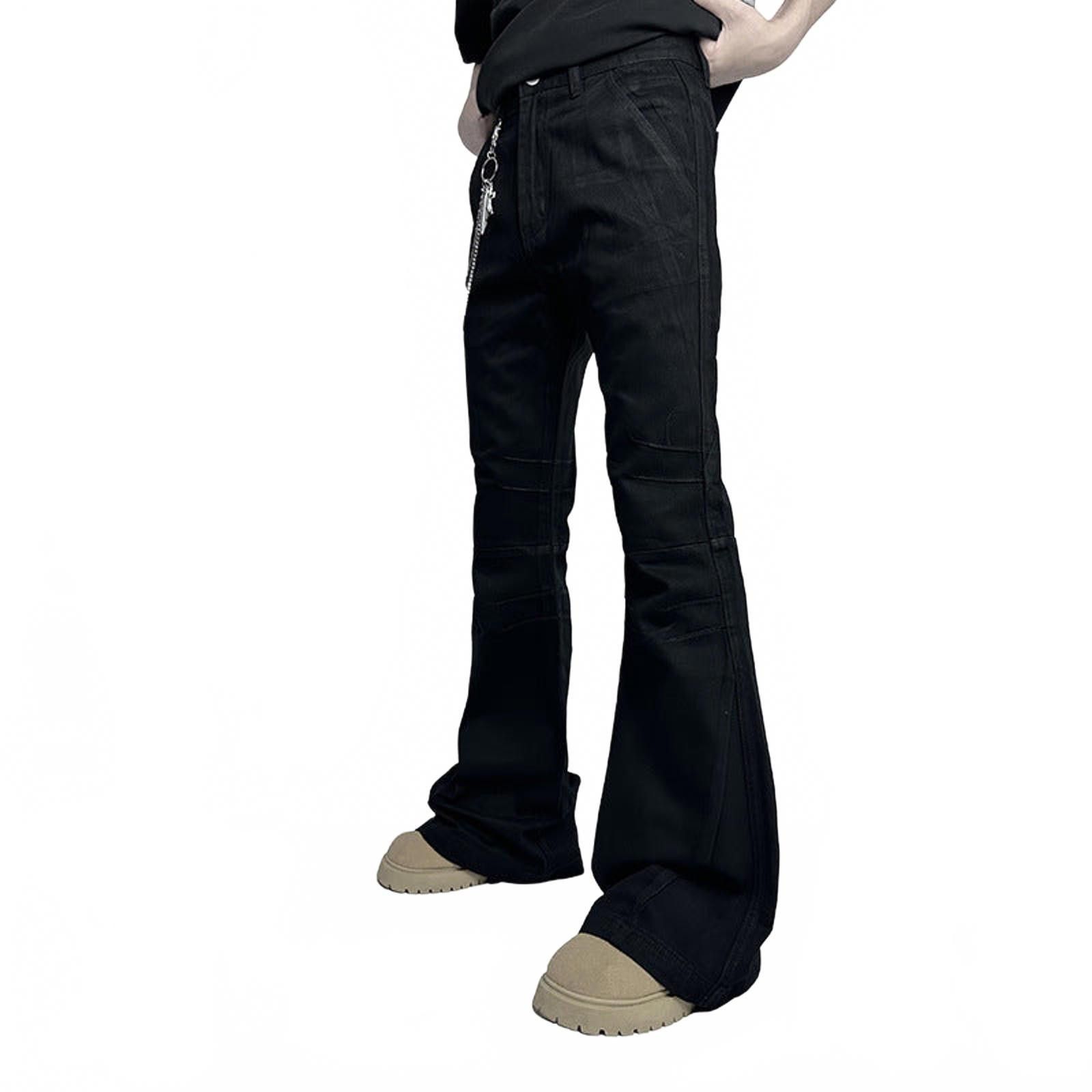 Japanese Brand Black Flared Denim Jeans, Wide Leg Stacked Jeans Size US 30 / EU 46 - 2 Thumbnail