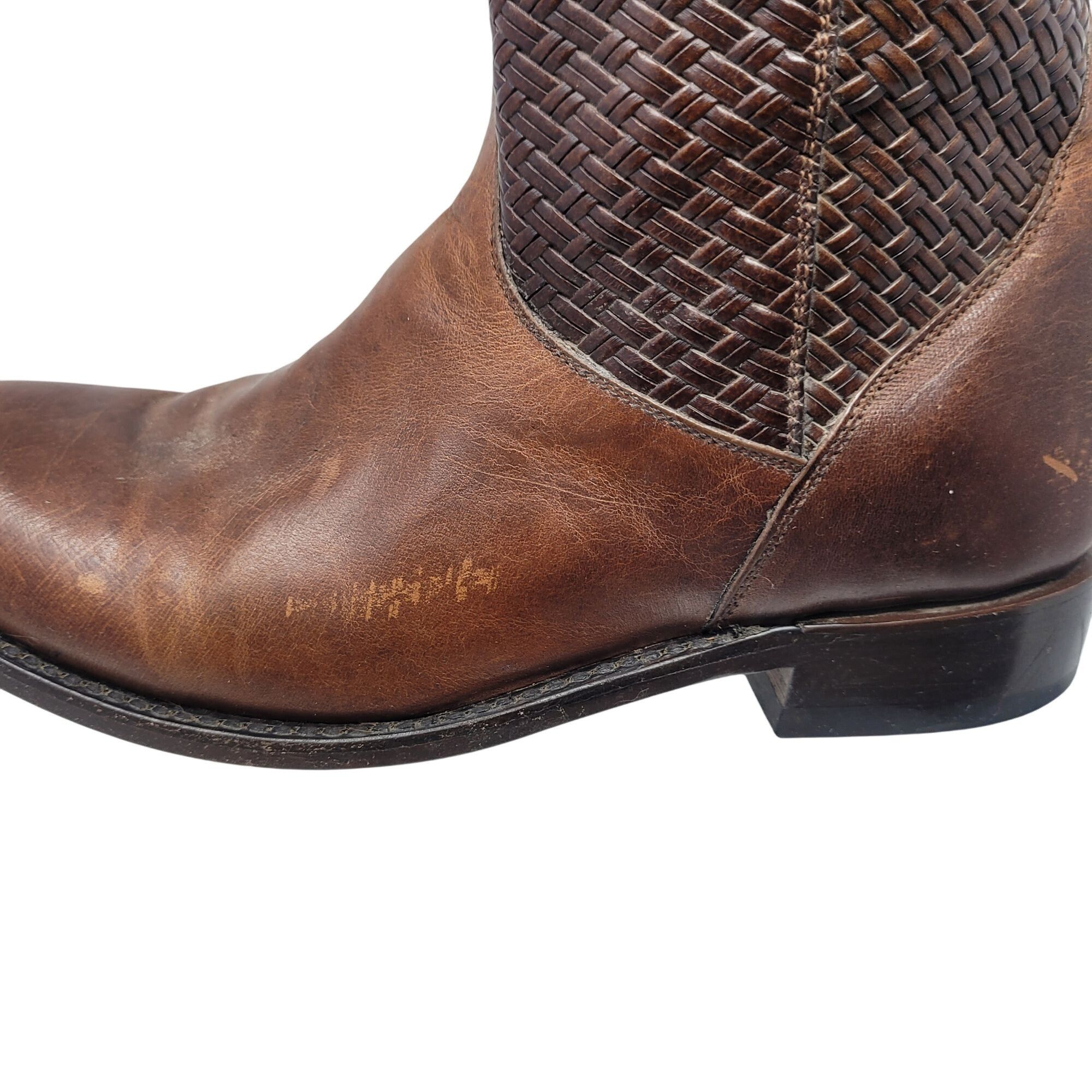Stetson Vtg Stetson Knee-High Brown Woven Leather Equestrian Boots S Size US 8.5 / IT 38.5 - 4 Thumbnail