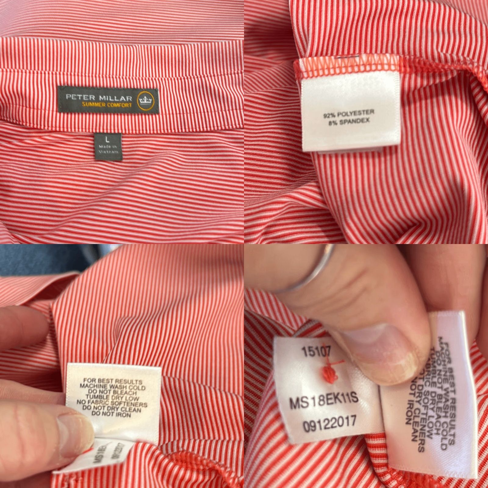 Peter Millar Peter Millar Summer Comfort Sean Polo Shirt Mens L Red Stripe Stretch Jersey Size US L / EU 52-54 / 3 - 8 Thumbnail
