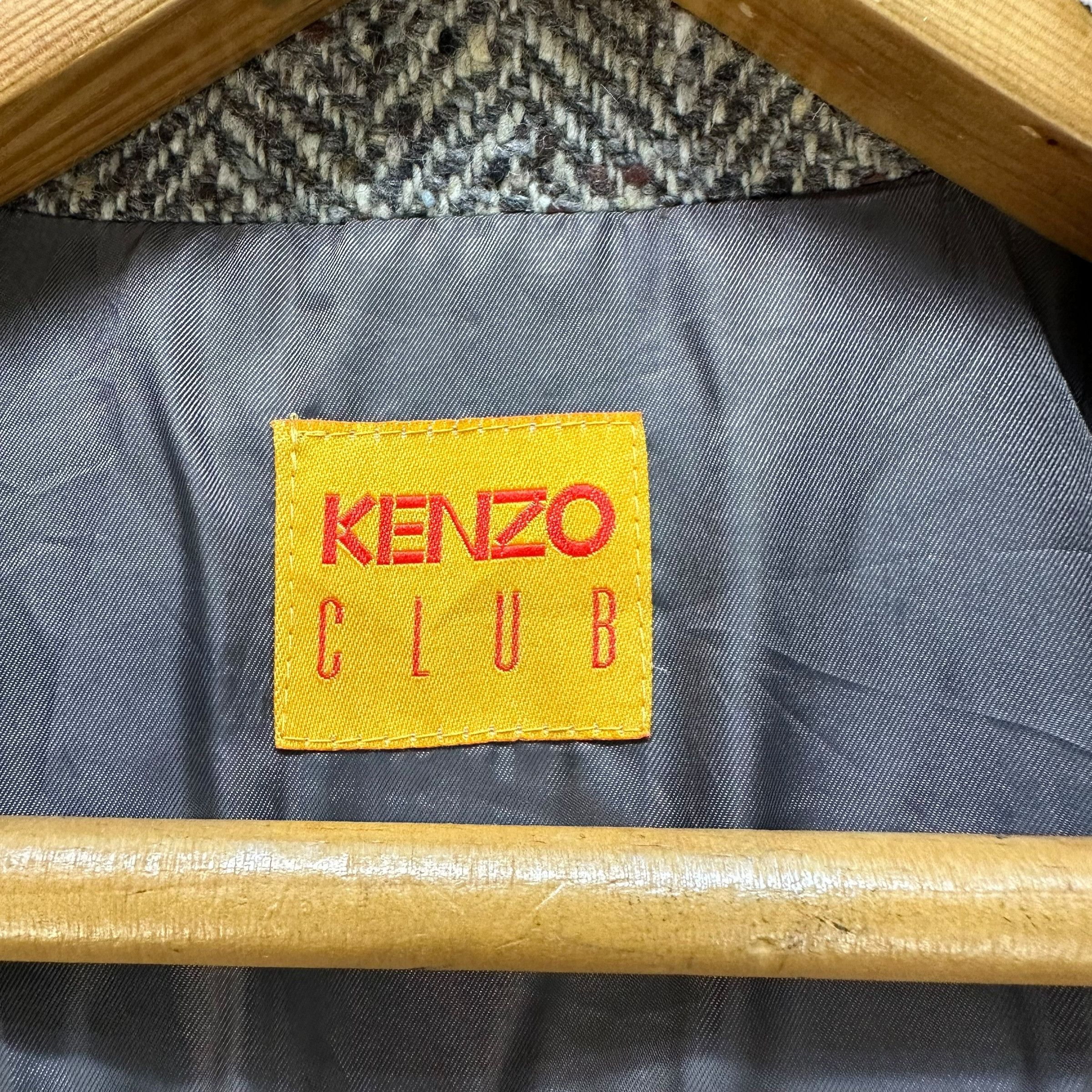 Kenzo 90’s KENZO CLUB Herringbone Wool Long Coat #A64-1542 Size M / US 6-8 / IT 42-44 - 7 Thumbnail