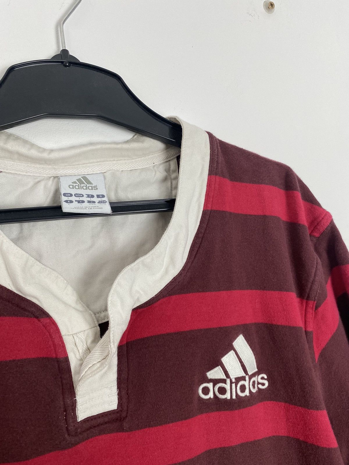 Adidas × Vintage Vintage Adidas Horizontal Striped Polo Shirt Rugby L y2k Size US L / EU 52-54 / 3 - 6 Thumbnail