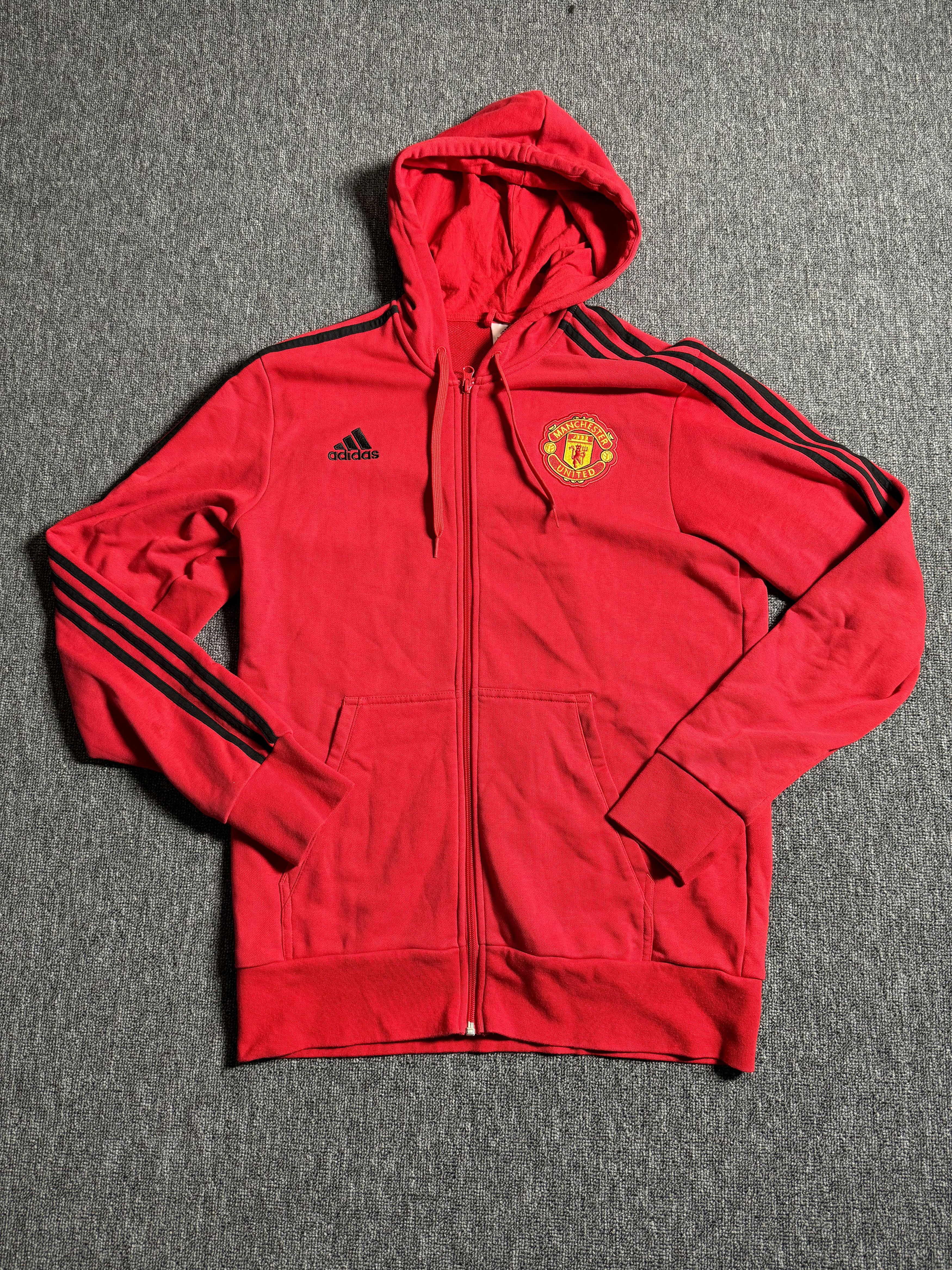 Adidas Adidas Manchester United Hoodie Red Full Zip 3 Stripes Size US L / EU 52-54 / 3 - 3 Thumbnail