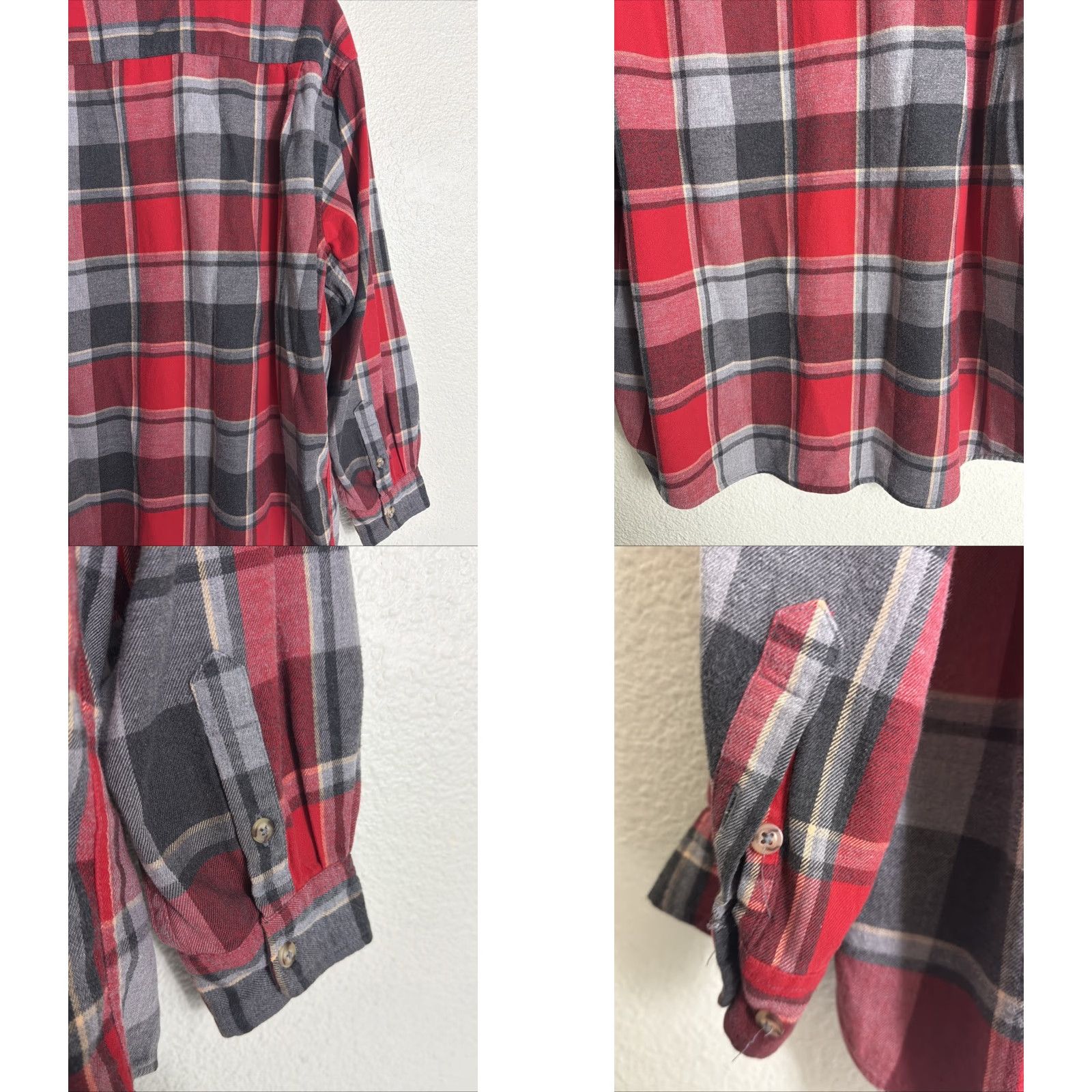 Eddie Bauer Eddie Bauer Women’s XL Flannel Button Down Shirt Red Gray Plaid Long Sleeve Shirt Womens XL Button-Up Endorsed by Eddie Bauer Size XL / US 12-14 / IT 48-50 - 9 Thumbnail
