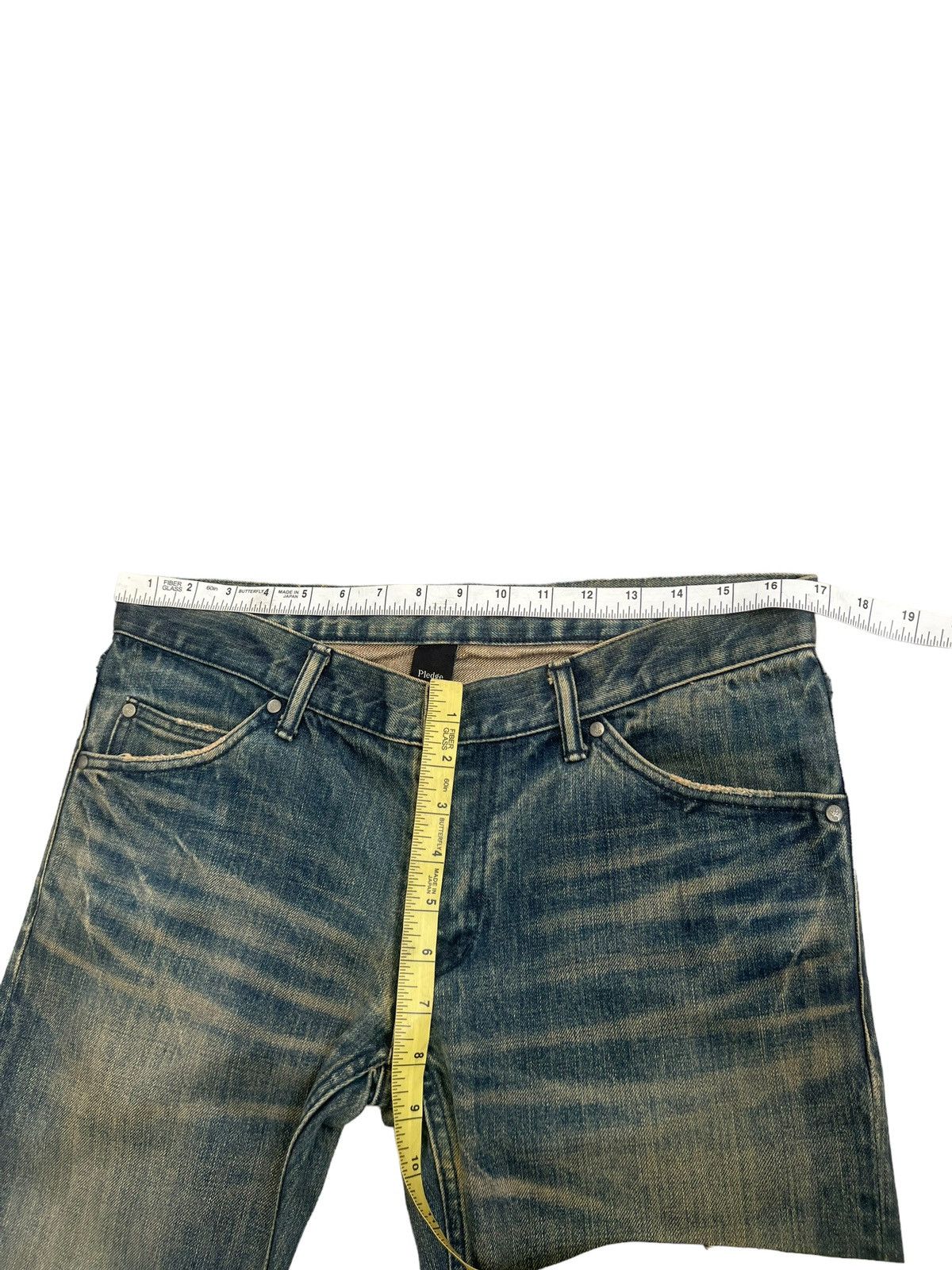 Japanese Brand Vintage Pledge Japan Distressed Muddy Denim Slim Jeans Size US 31 - 3 Thumbnail
