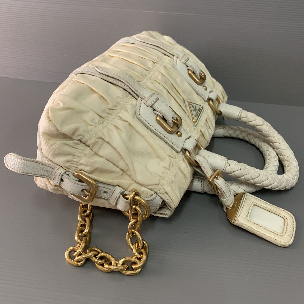 Prada Prada Nylon White Gaufre Small Handbag Size ONE SIZE - 4 Thumbnail