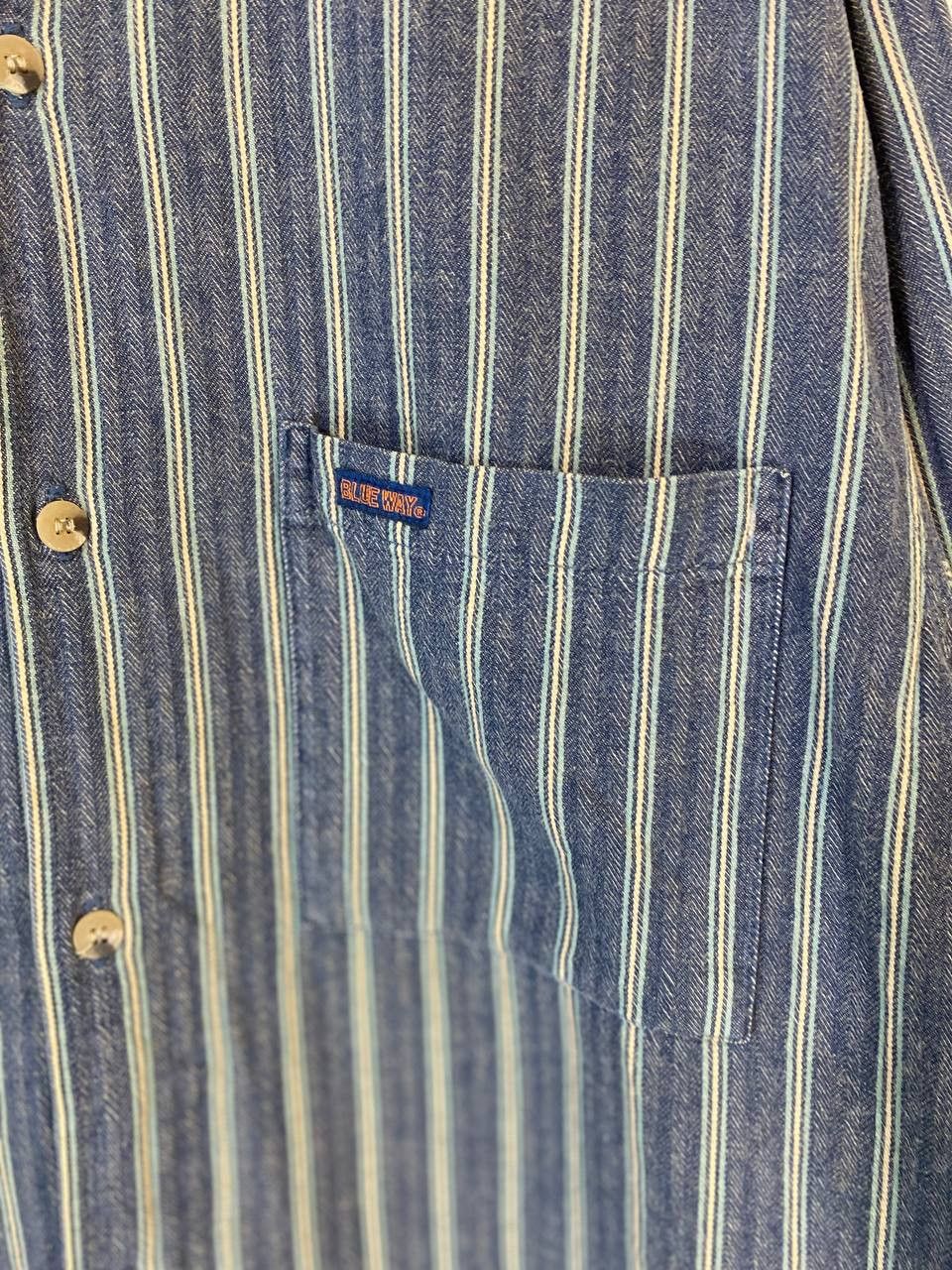 Japanese Brand vintage blue way hickory stripe shirt nice design Size US L / EU 52-54 / 3 - 3 Thumbnail