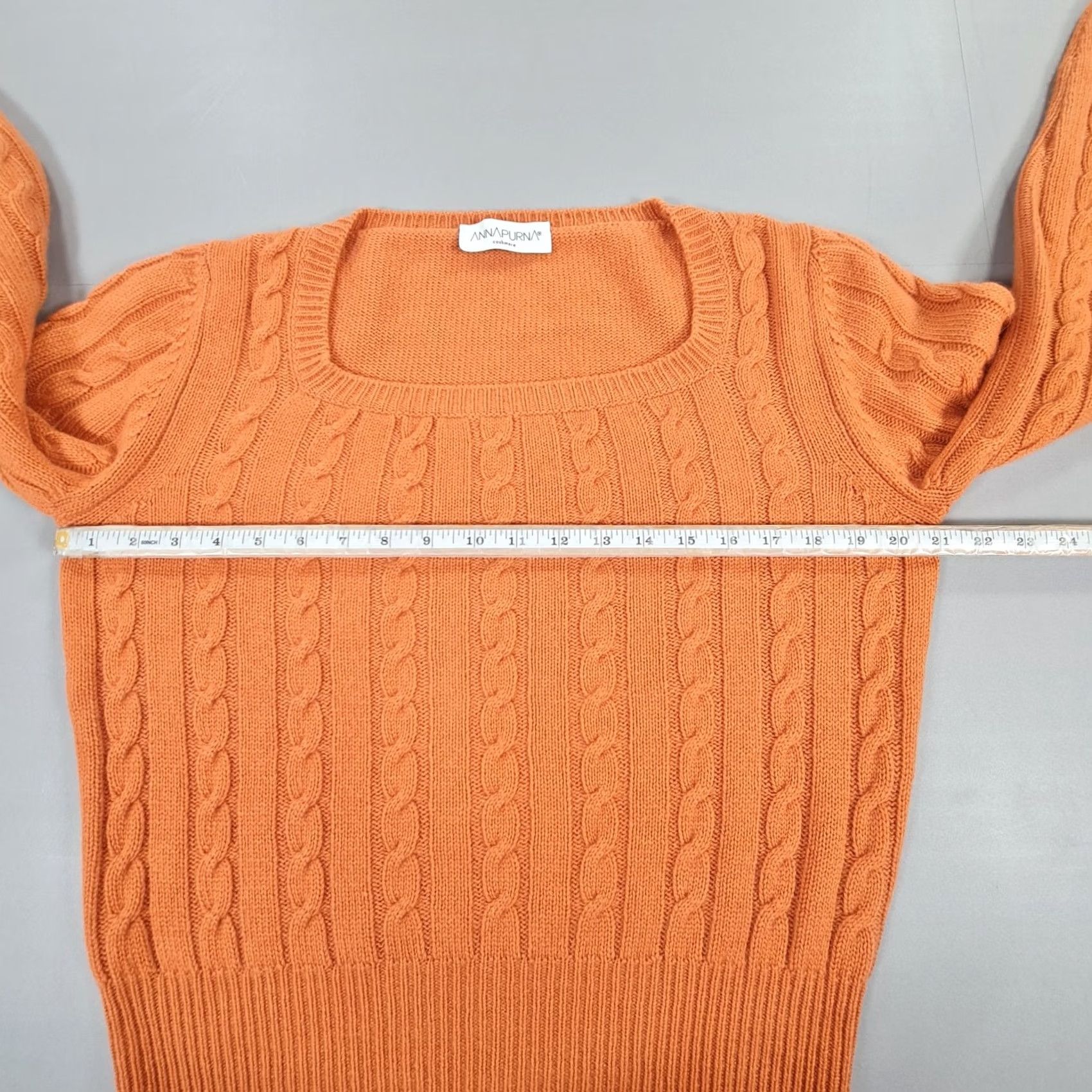 Vintage Annapurna Jumper Orange XL Cashmere Square Neck Womens Pullover Knit 100% Cashmere Casual Winter Medium? Size M / US 6-8 / IT 42-44 - 5 Thumbnail