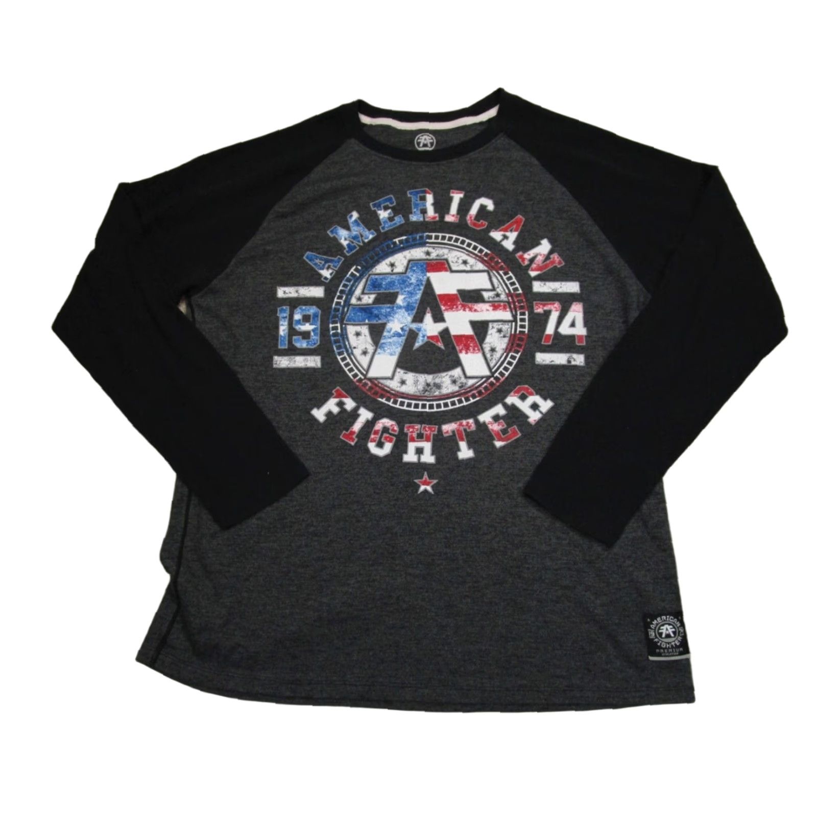 Vintage American Fighter Shirt Men 3XL Gray Raglan Long Sleeve USA Flag Waffle Size US XXL / EU 58 / 5 - 1 Thumbnail