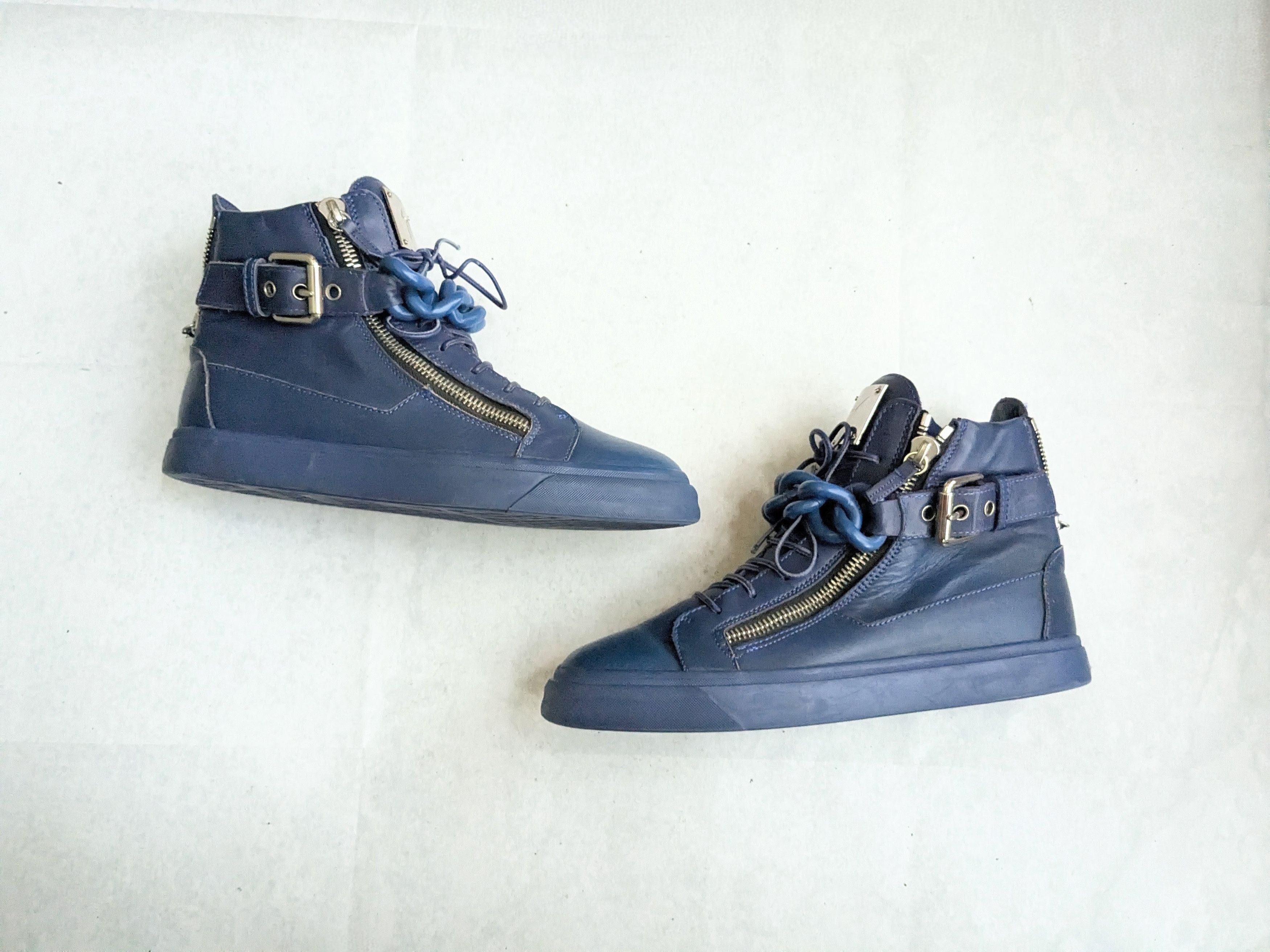 Giuseppe Zanotti Giuseppe Zanotti Chain Sneakers Blue 10 43 High Tops Leather Size US 10 / EU 43 - 1 Thumbnail