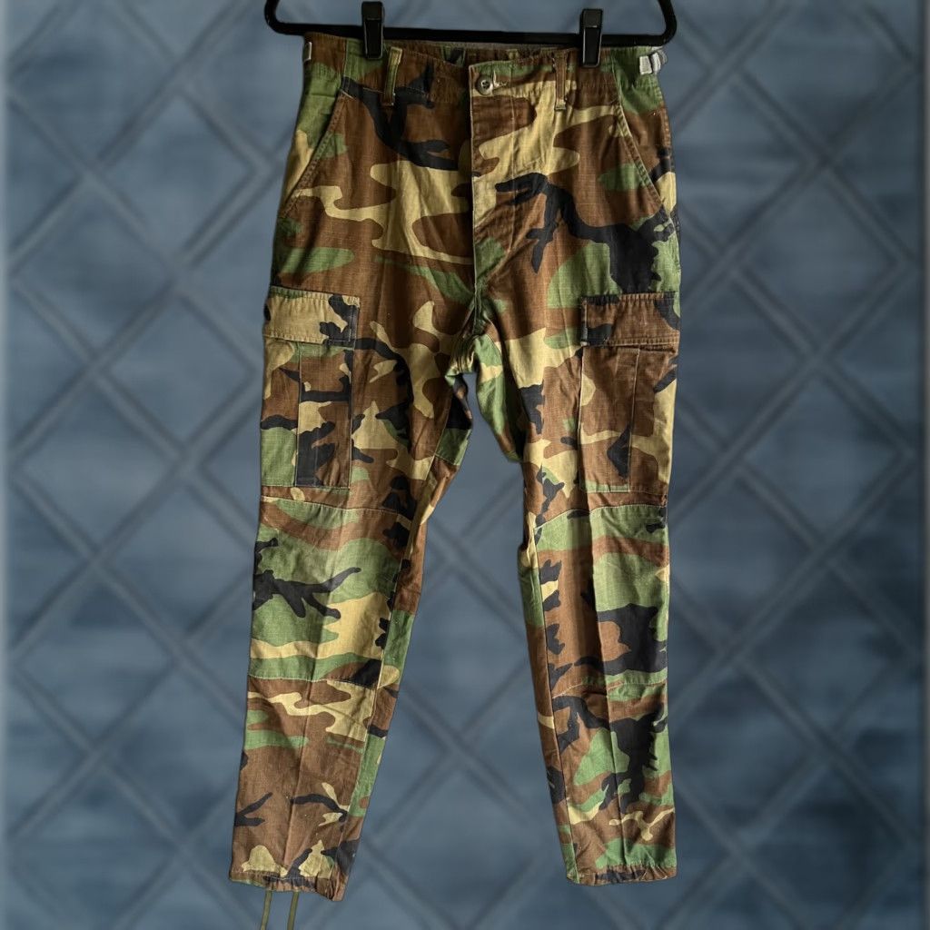Cargo Camouflage Pants Mens Small Long 90s Army Regular Fit Button Fly