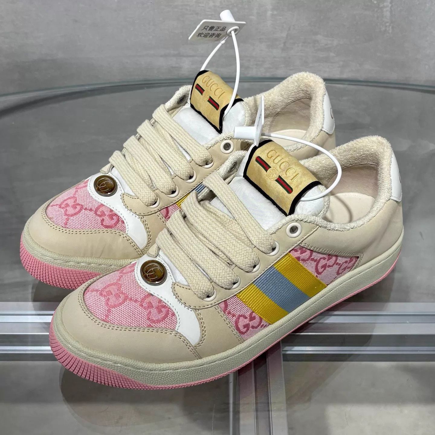 Gucci Gucci GG monogram Rhyton dirty pink enamel 35.5 Size US 5 / IT 35 - 2 Thumbnail