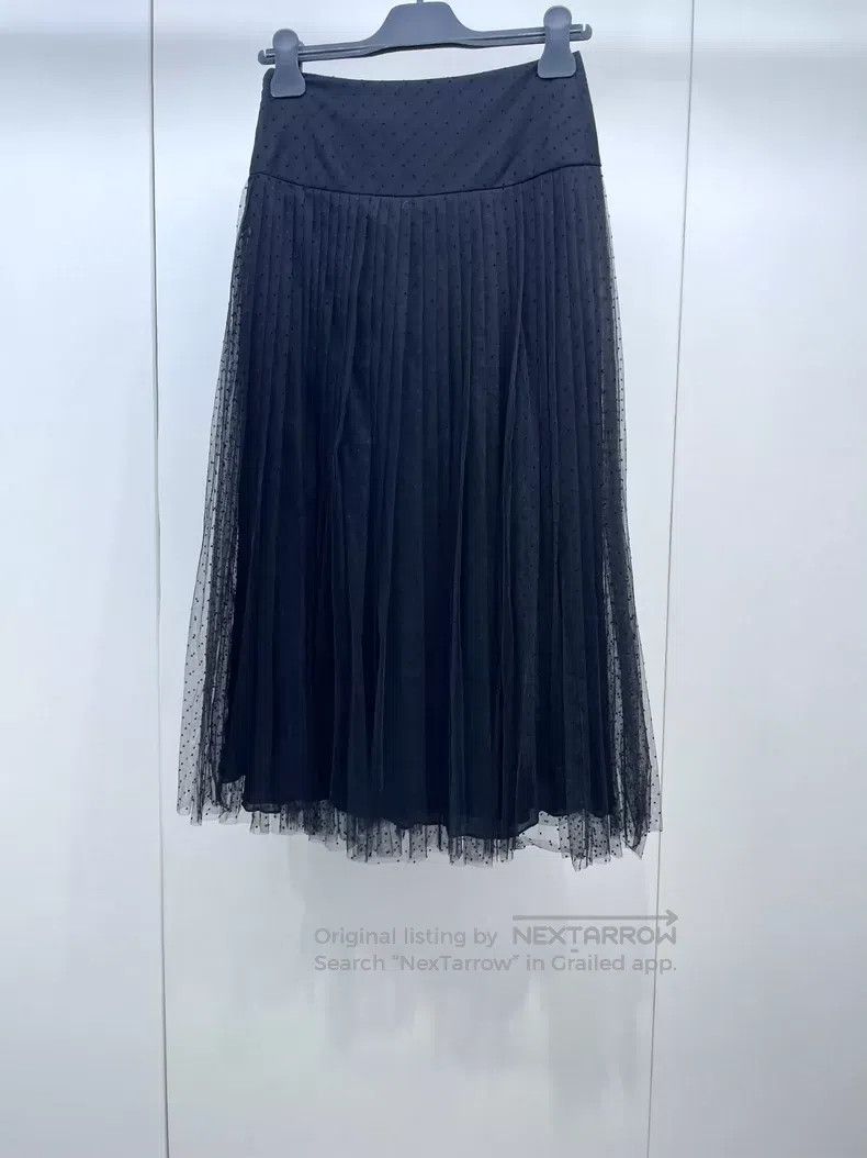 Dior Dior Black polka dot pleated gauze skirt Size 24" / US 00 / IT 34 - 2 Thumbnail