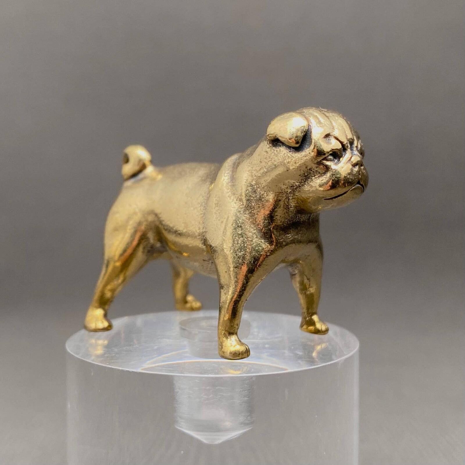 The Unbranded Brand Brass Pug Dog Figurine Sculpture Miniature Size ONE SIZE - 2 Thumbnail