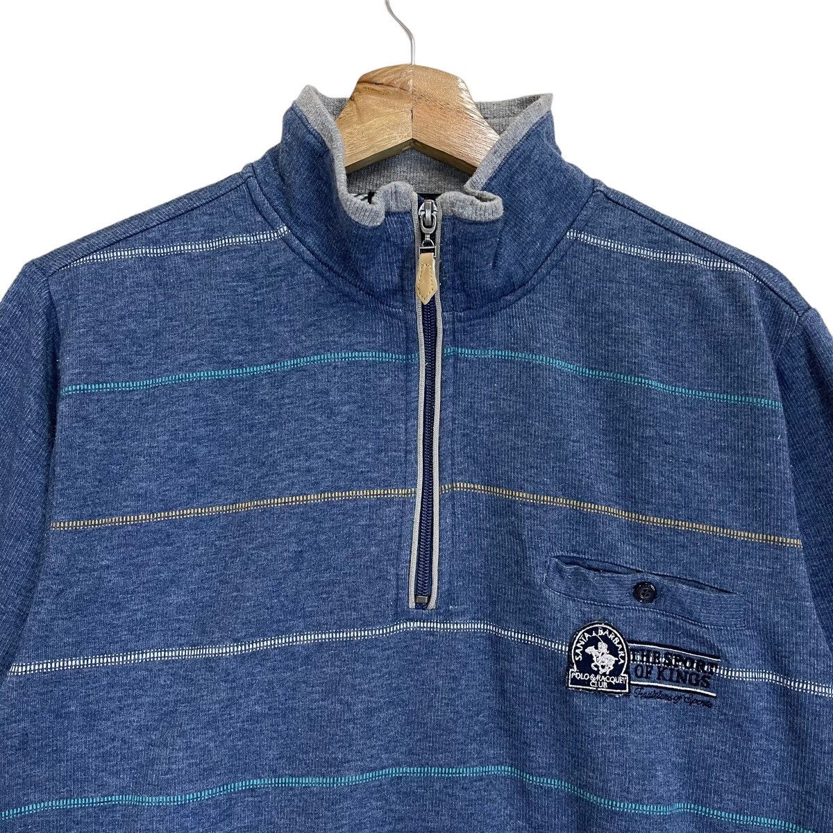 Beverly Hills Polo Club × Japanese Brand × Polo Ralph Lauren Santa barbara Small Logo Halfzip Sweatshirt Size US M / EU 48-50 / 2 - 4 Thumbnail