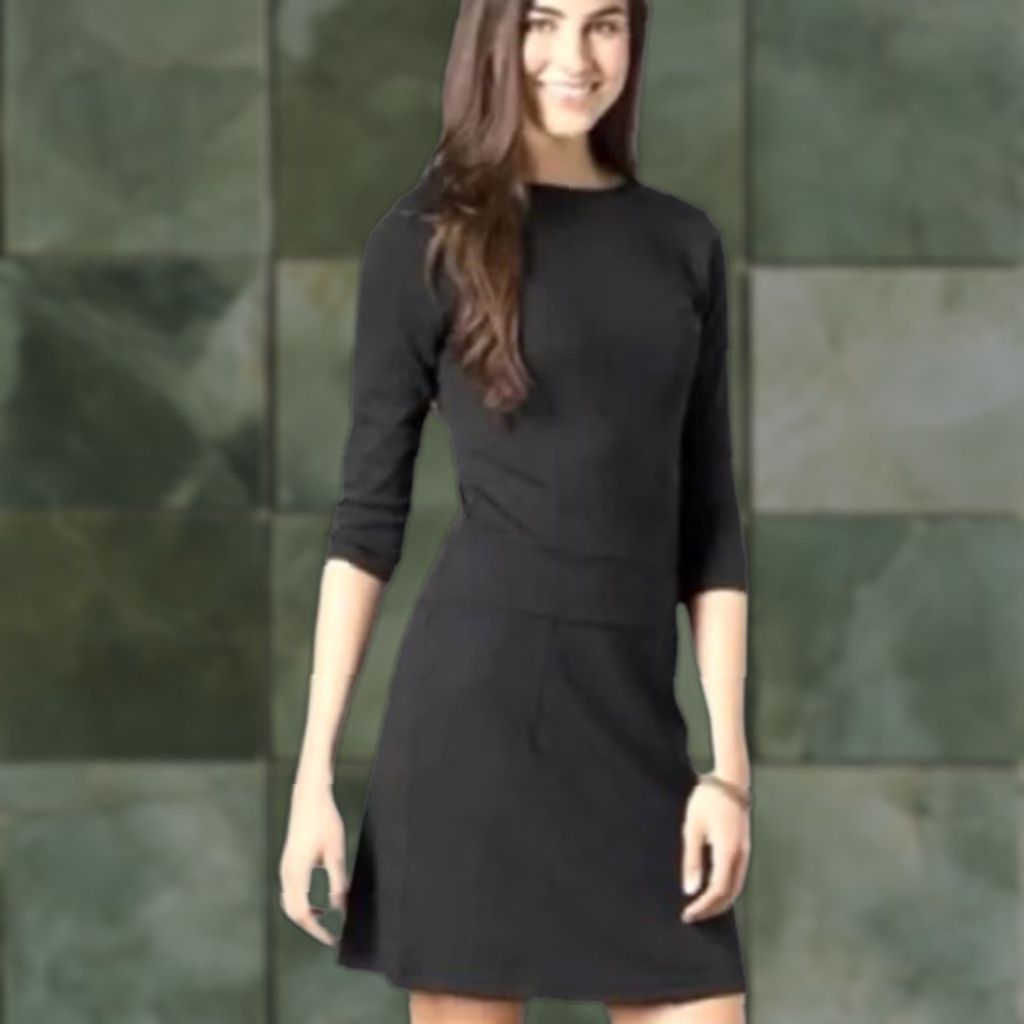 Toad&Co VINTAGE Toad & Co Women's Jersey Drop Waist Dress 3/4 Sleeve Gray Knee Length Casual Fall Spring Winter Size M / US 6-8 / IT 42-44 - 1 Thumbnail
