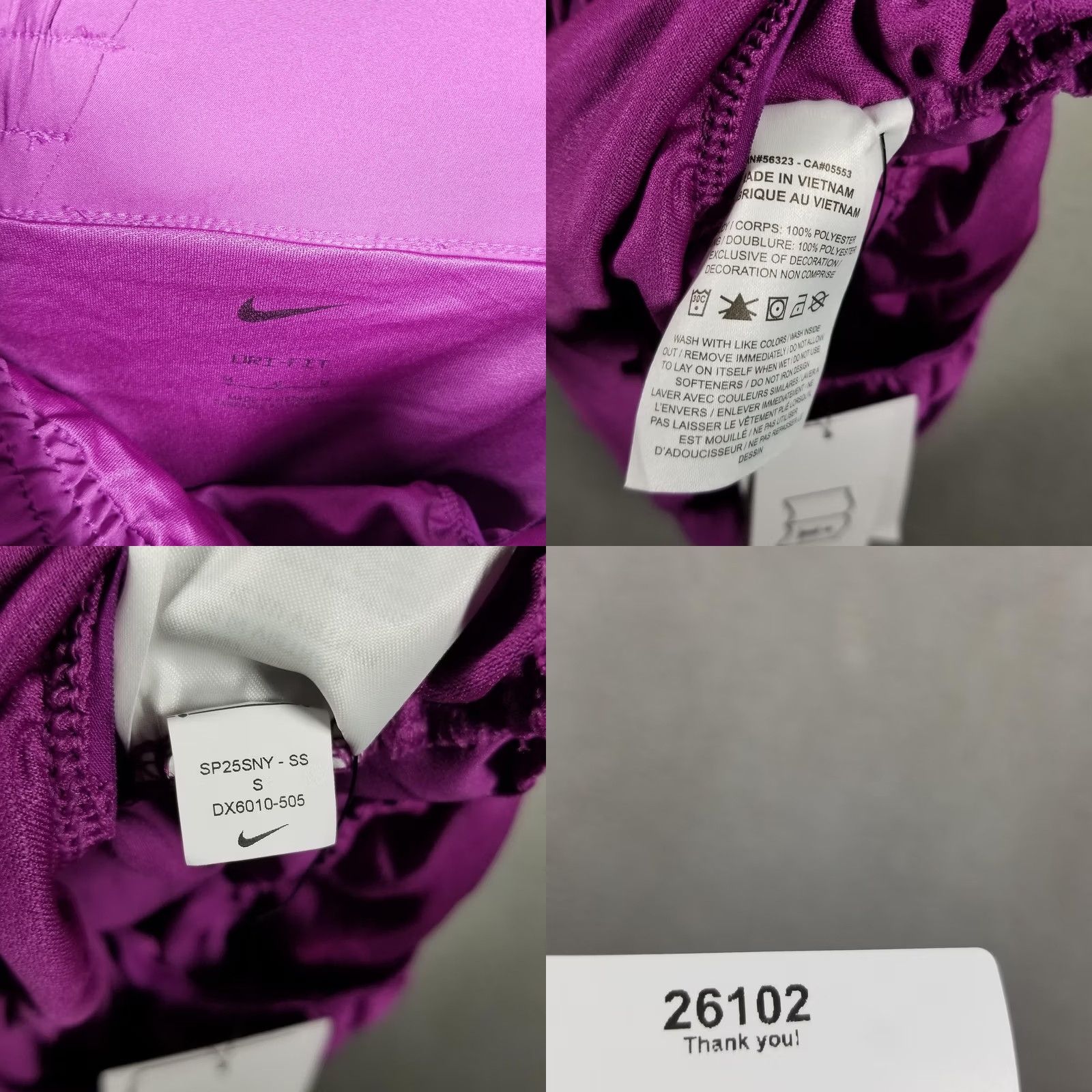 Nike Nike Womens Small Purple Dri-FIT One Mid Rise 3" Training Shorts DX6010-505 Size 28" / US 6 / IT 42 - 8 Thumbnail