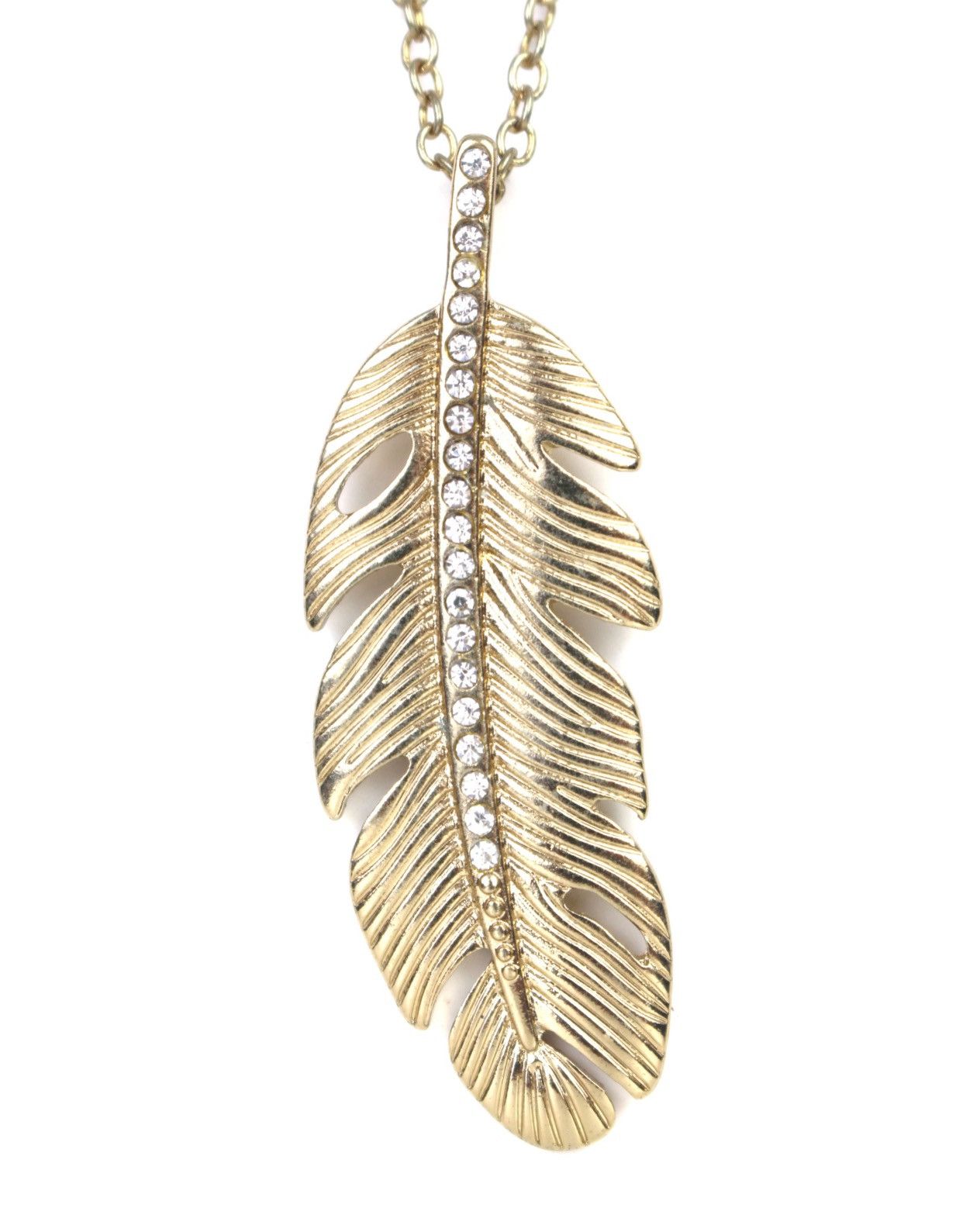 Vintage 2000S JAPANESE MADE FEATHER NECKLACE WITH CRYSTAL ACCENTS Size ONE SIZE - 1 Thumbnail