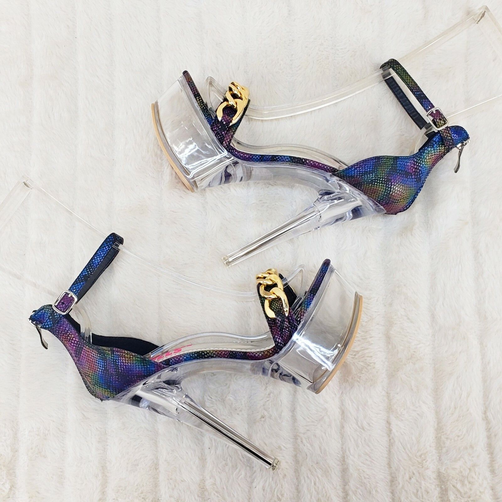 Other Voltaire Shimmery Multi Snake Closed Back Clear Platform Hig Size US 7.5 / IT 37.5 - 7 Thumbnail
