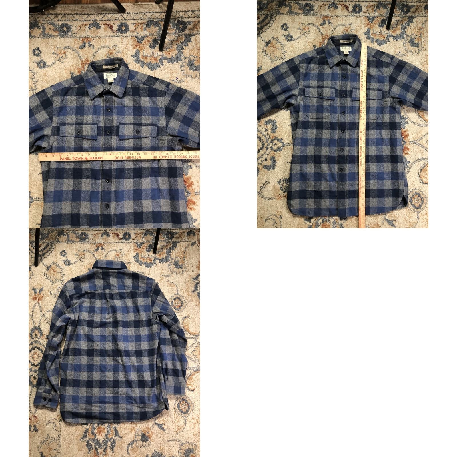 Vintage L.L. Bean Shirt Mens S Blue Plaid Flannel Button Front Long Sleeve Chamois Cotton Heavyweight Pockets Size US S / EU 44-46 / 1 - 8 Thumbnail