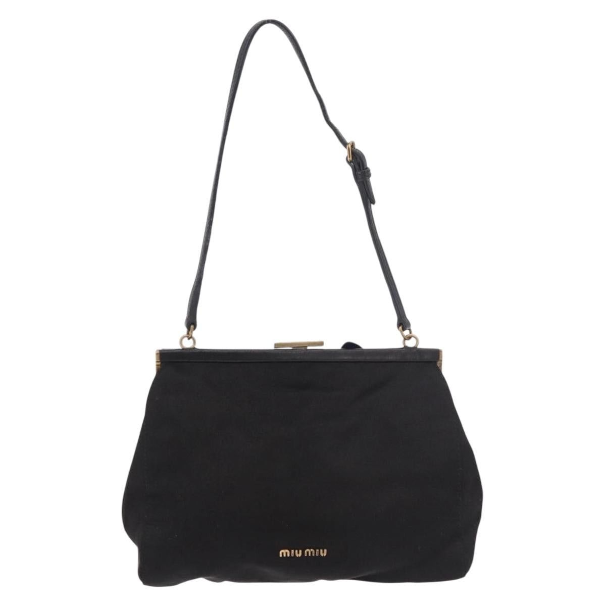 Miu Miu Miu Miu Hand Bag Satin Black Gold Auth 187043A - Jerrillo Size ONE SIZE - 2 Thumbnail
