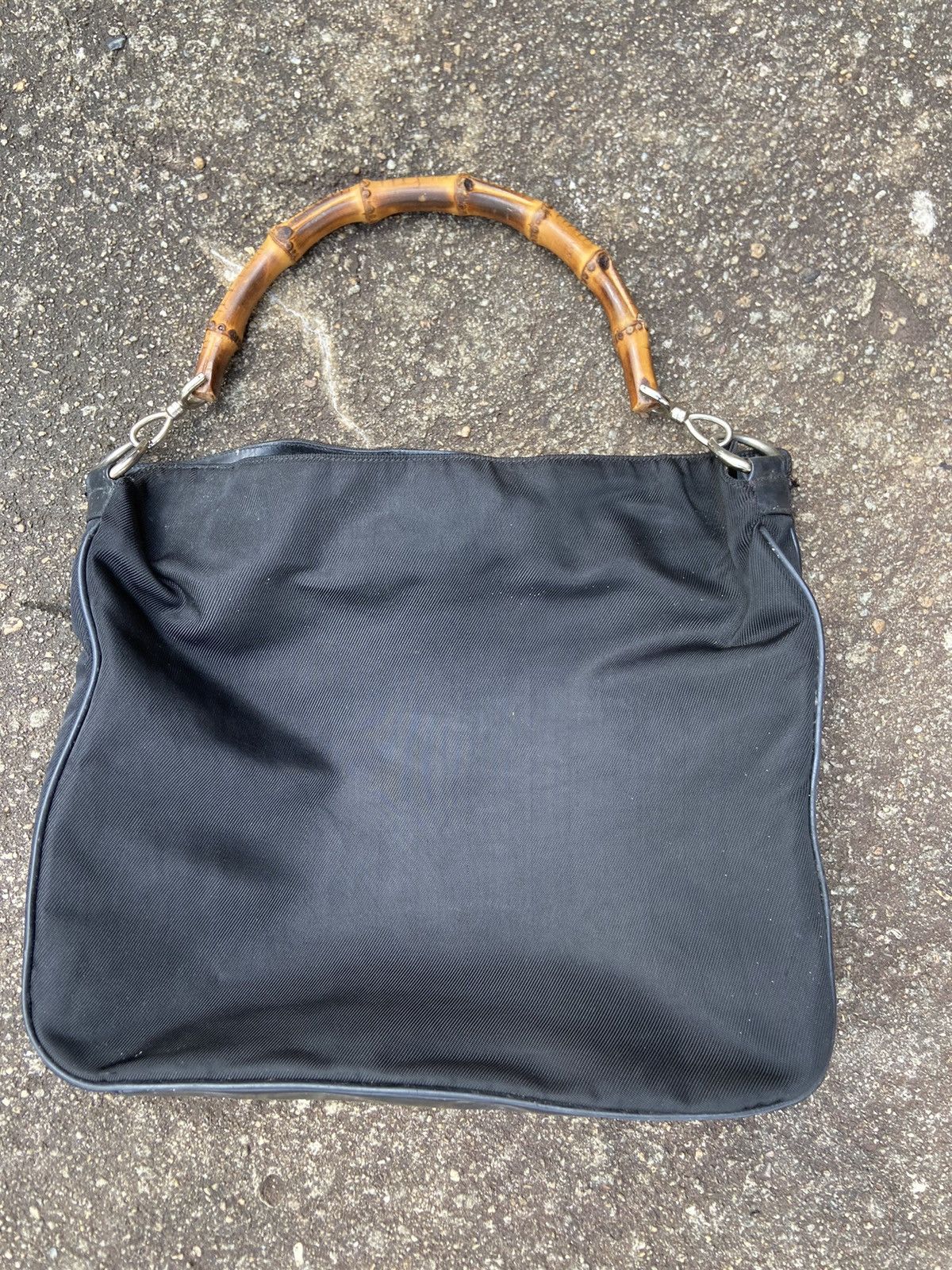 Vintage GUCCI Bamboo Hand/Carry bag black nylon Size ONE SIZE - 3 Thumbnail