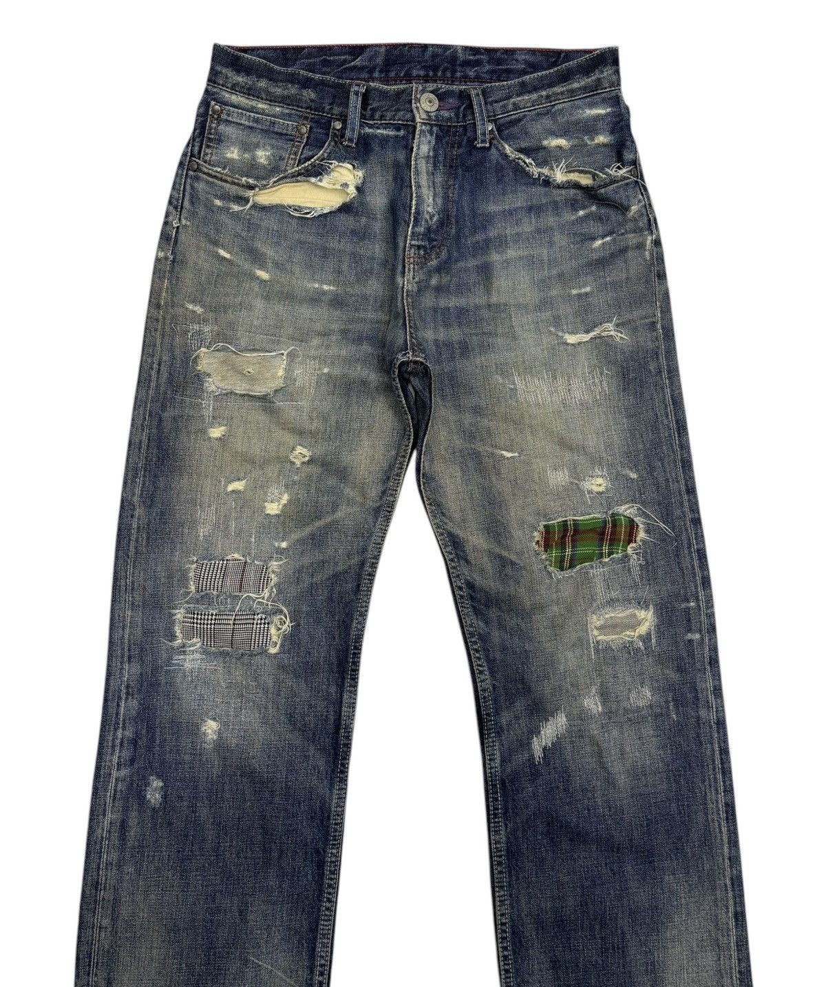 Hysteric Glamour × If Six Was Nine × Le Grande Bleu (L.G.B.) 🔥RARE THRASHED DISTRESSED DENIM TKMIXPICE REPAIR DENIM JEAN Size US 30 / EU 46 - 2 Thumbnail